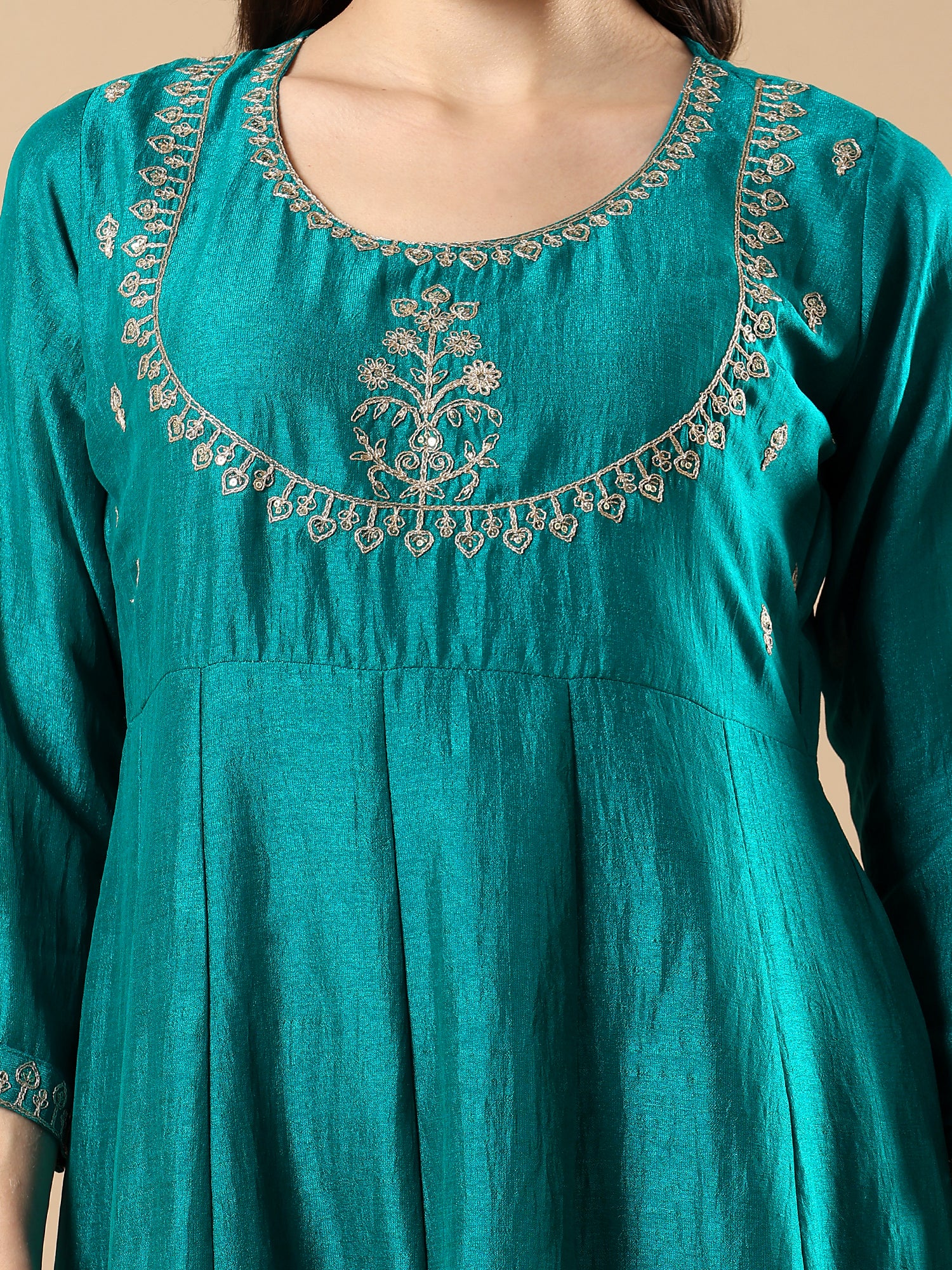 Women’s Embroidered Anarkali Kurta Set with Dupatta & Pants | Festive Ethnic Wear by Rajkanika