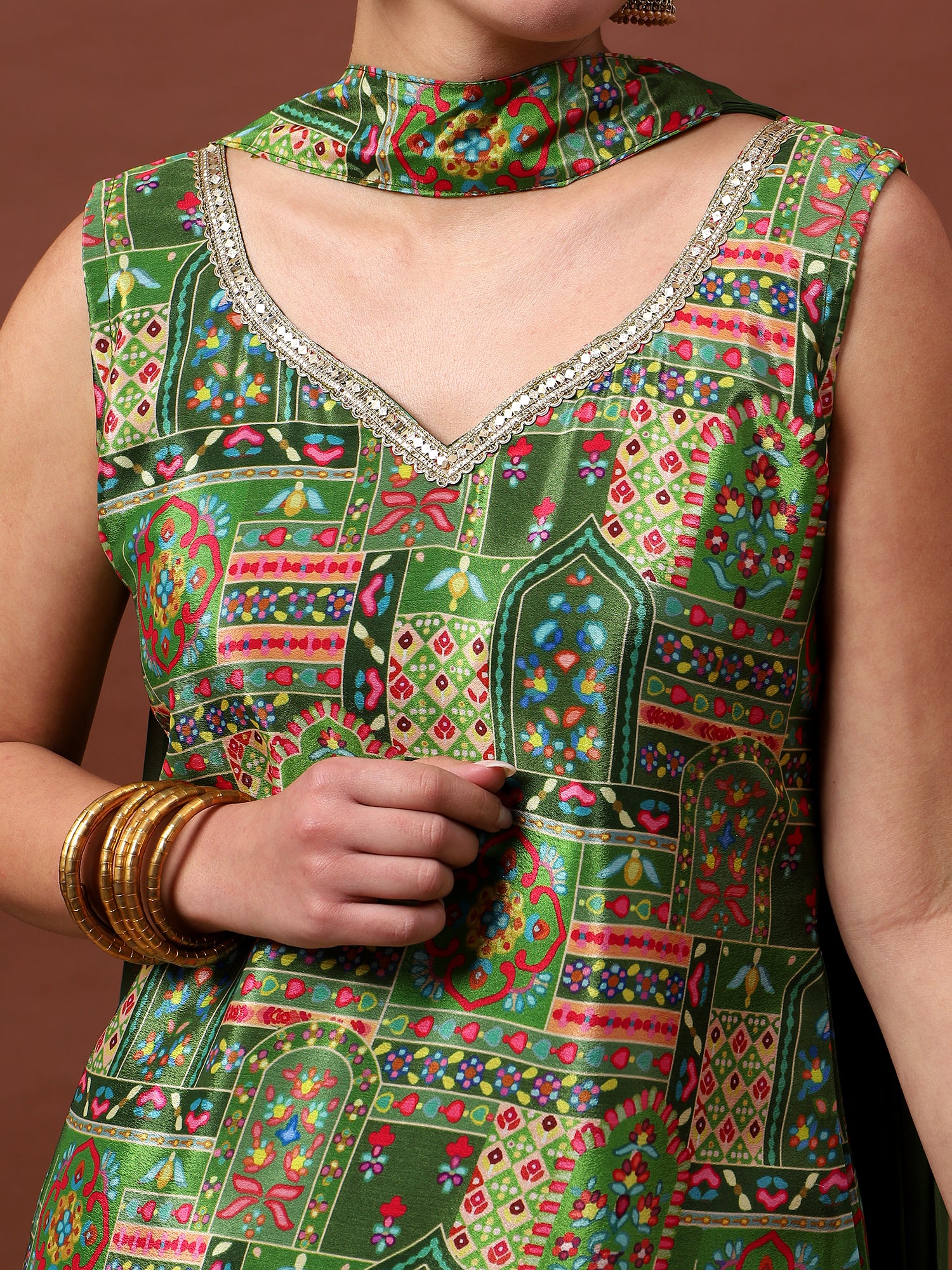 Women’s Printed Kurta Set with Palazzo & Dupatta | Festive Ethnic Wear by Rajkanika