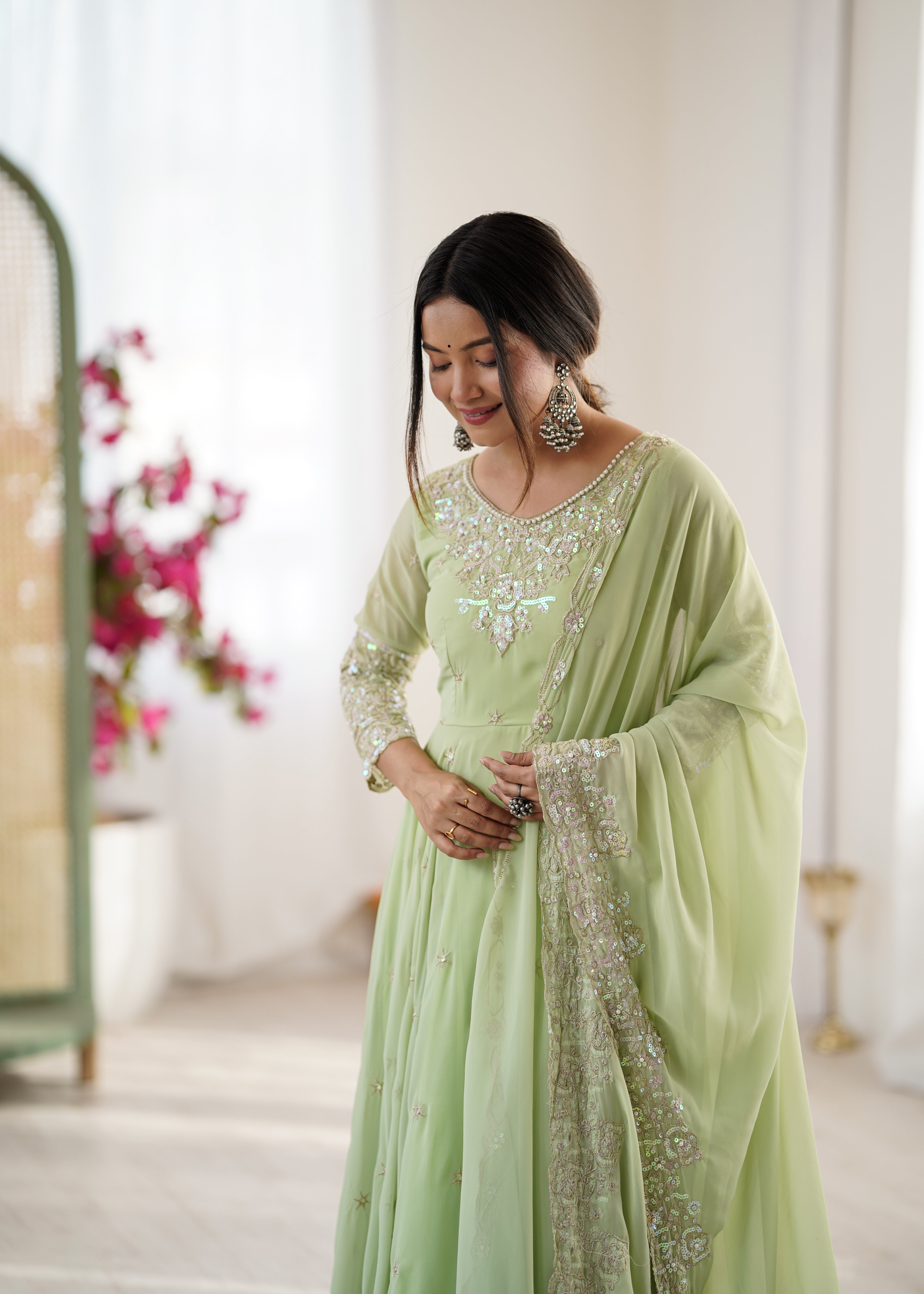 Women’s Embroidered Anarkali Gown with Dupatta | Festive & Wedding Wear by Rajkanika