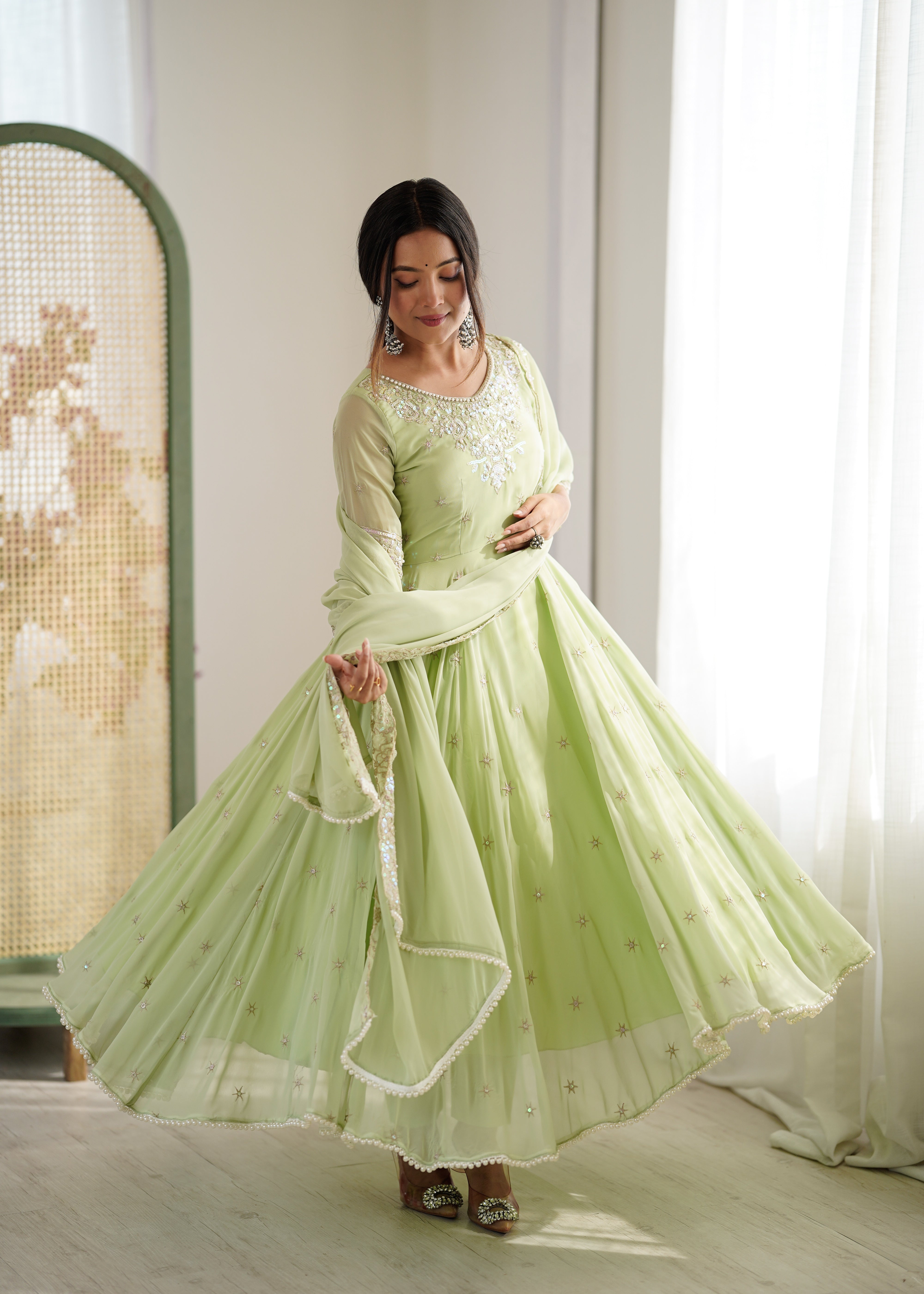 Women’s Embroidered Anarkali Gown with Dupatta | Festive & Wedding Wear by Rajkanika