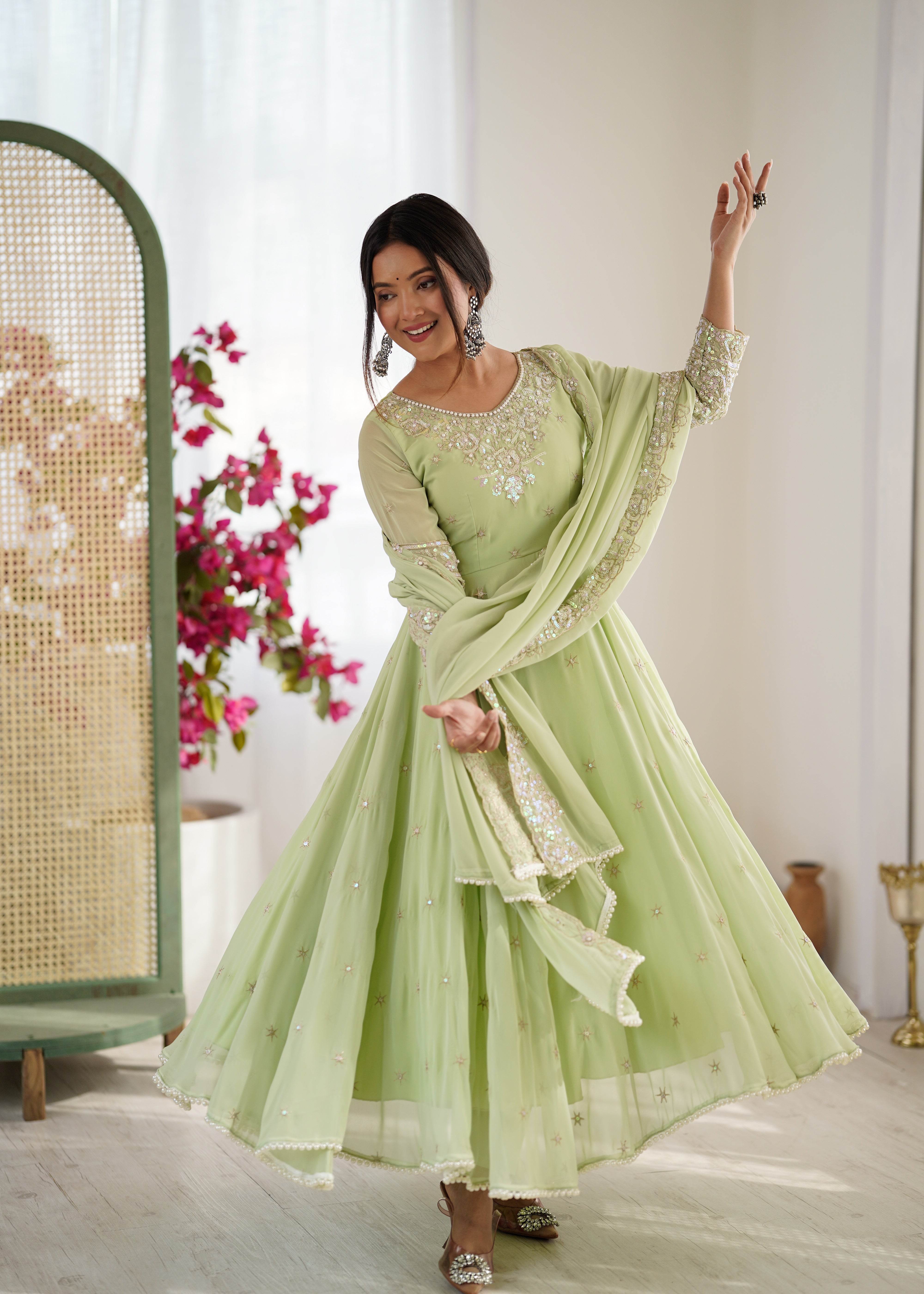 Women’s Embroidered Anarkali Gown with Dupatta | Festive & Wedding Wear by Rajkanika