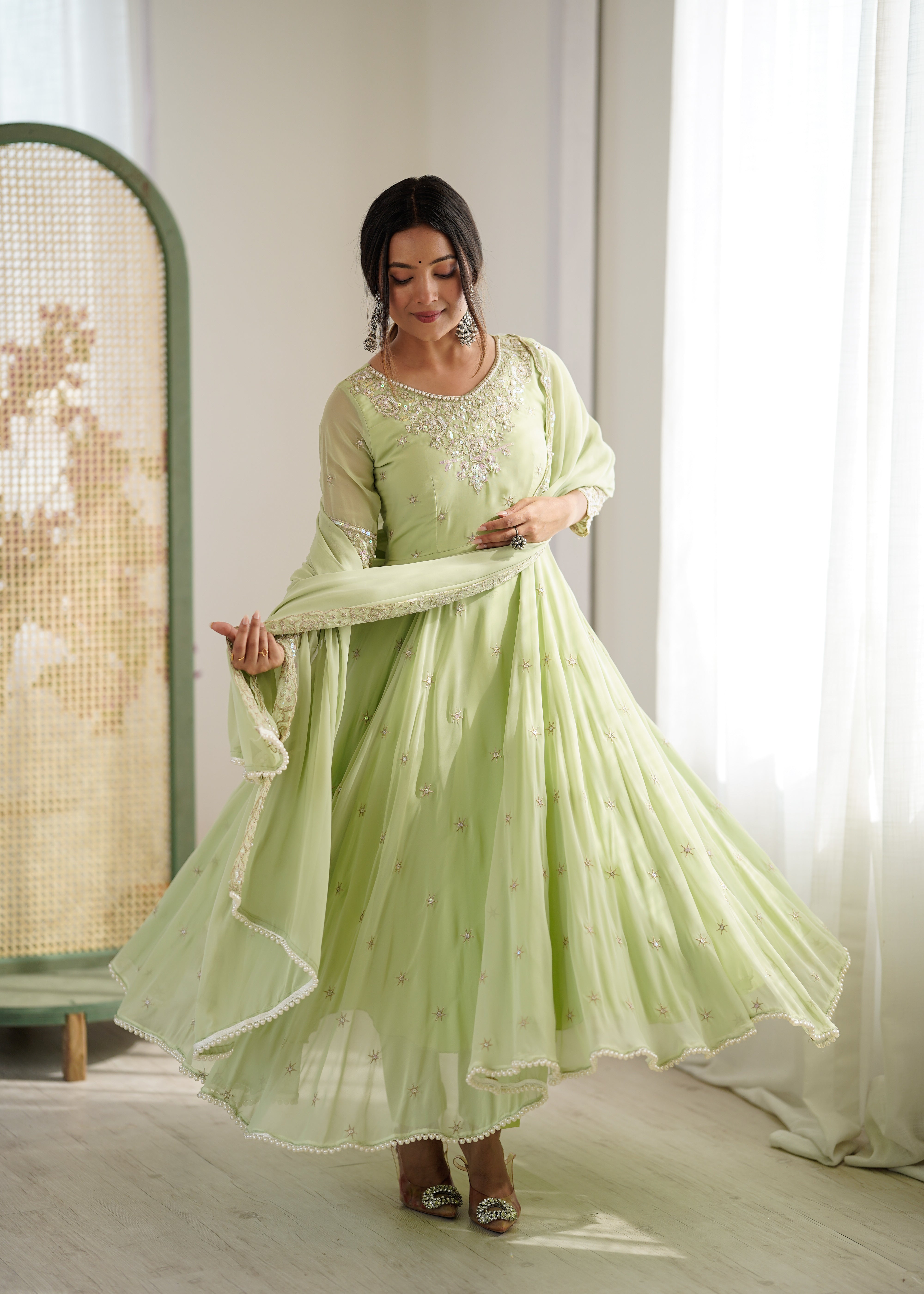 Women’s Embroidered Anarkali Gown with Dupatta | Festive & Wedding Wear by Rajkanika