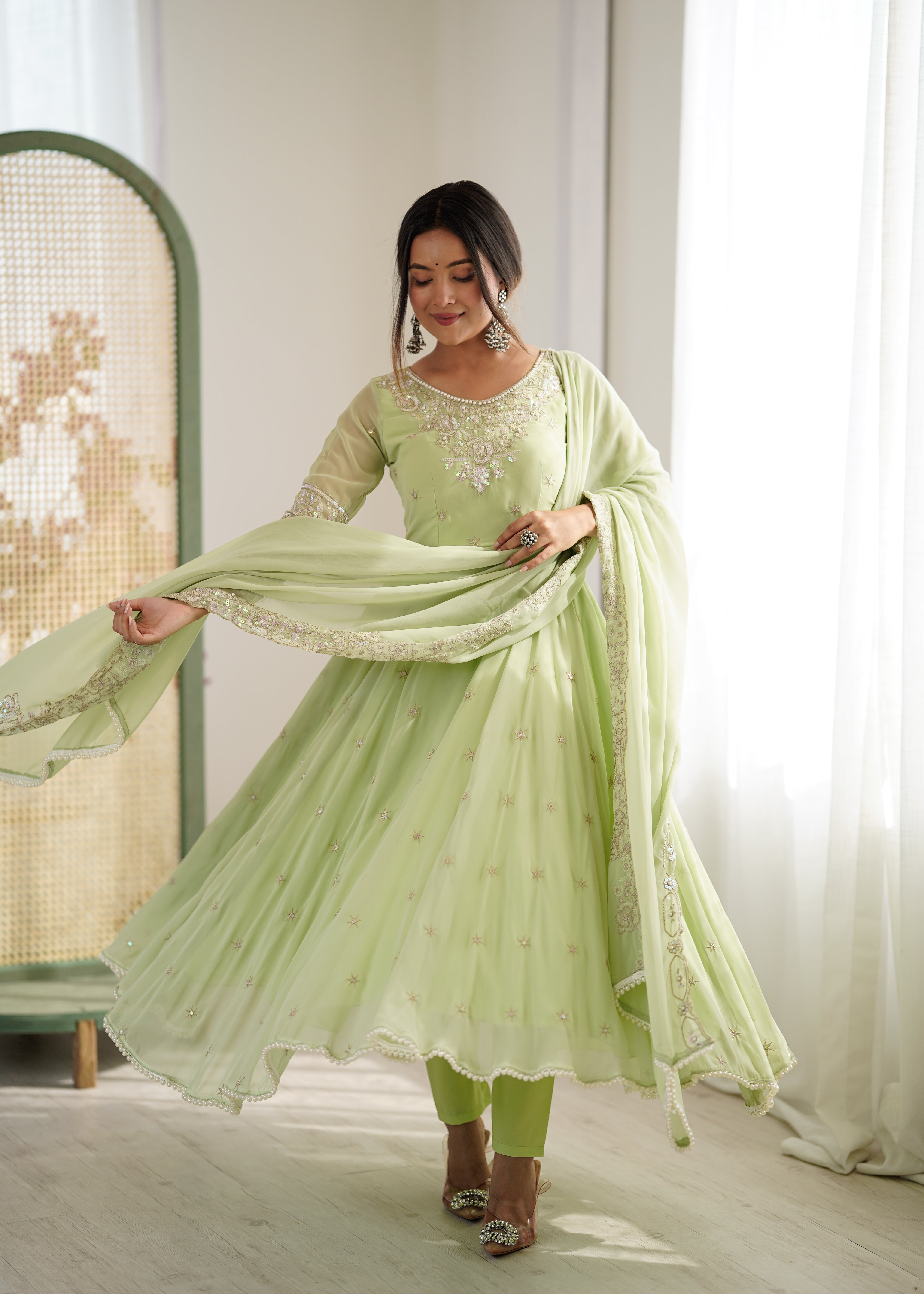 Women’s Embroidered Anarkali Gown with Dupatta | Festive & Wedding Wear by Rajkanika