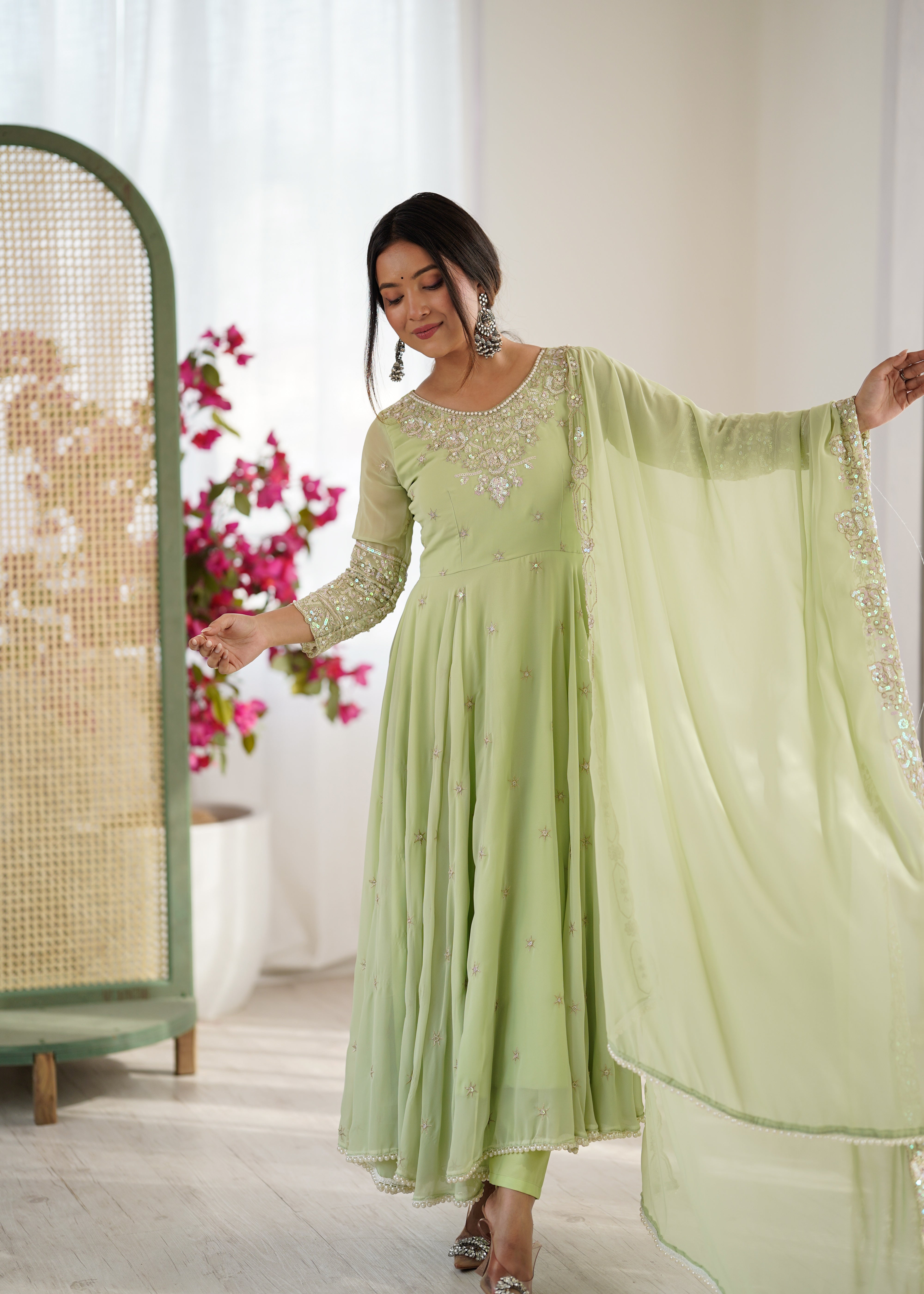 Women’s Embroidered Anarkali Gown with Dupatta | Festive & Wedding Wear by Rajkanika