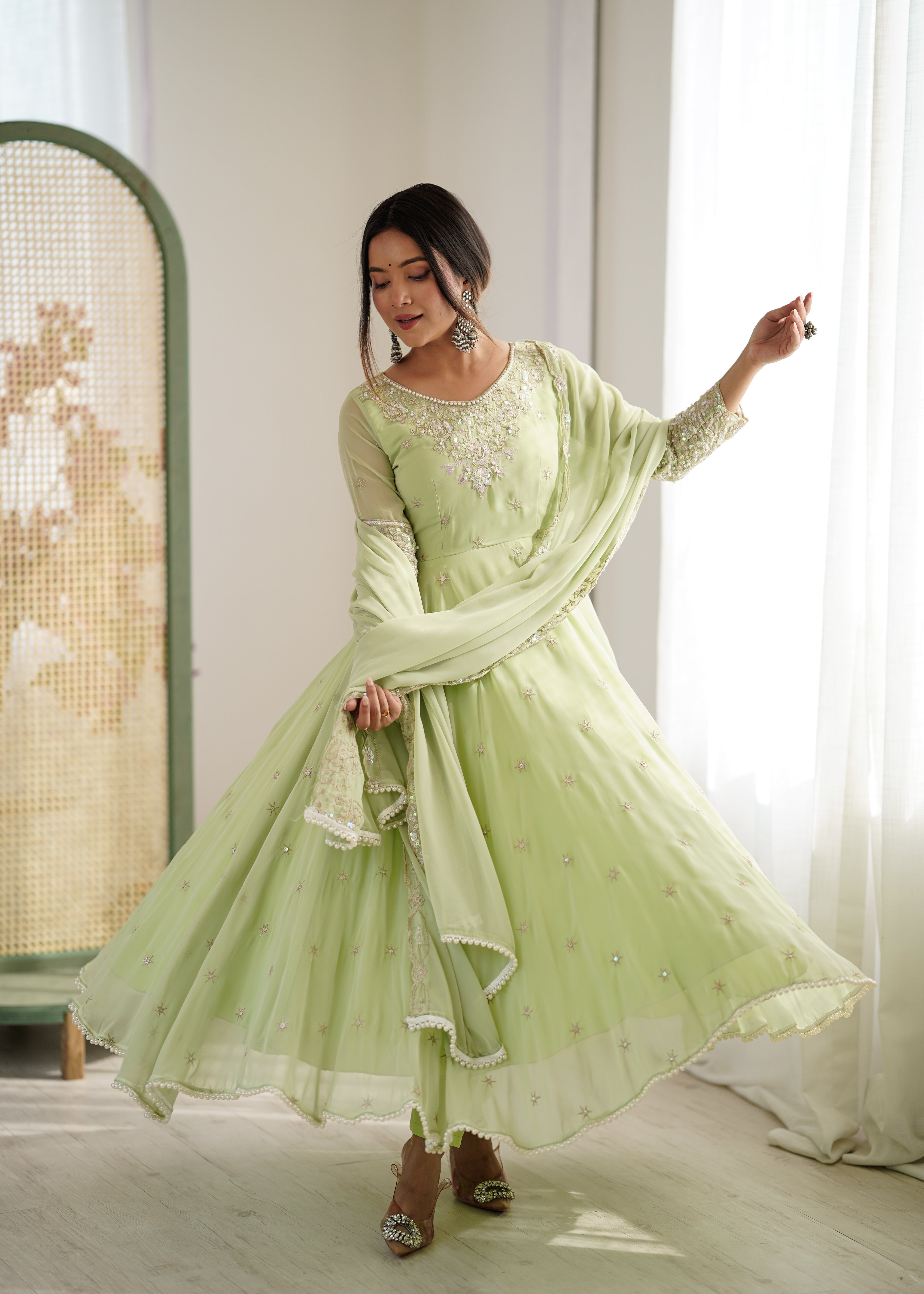 Women’s Embroidered Anarkali Gown with Dupatta | Festive & Wedding Wear by Rajkanika