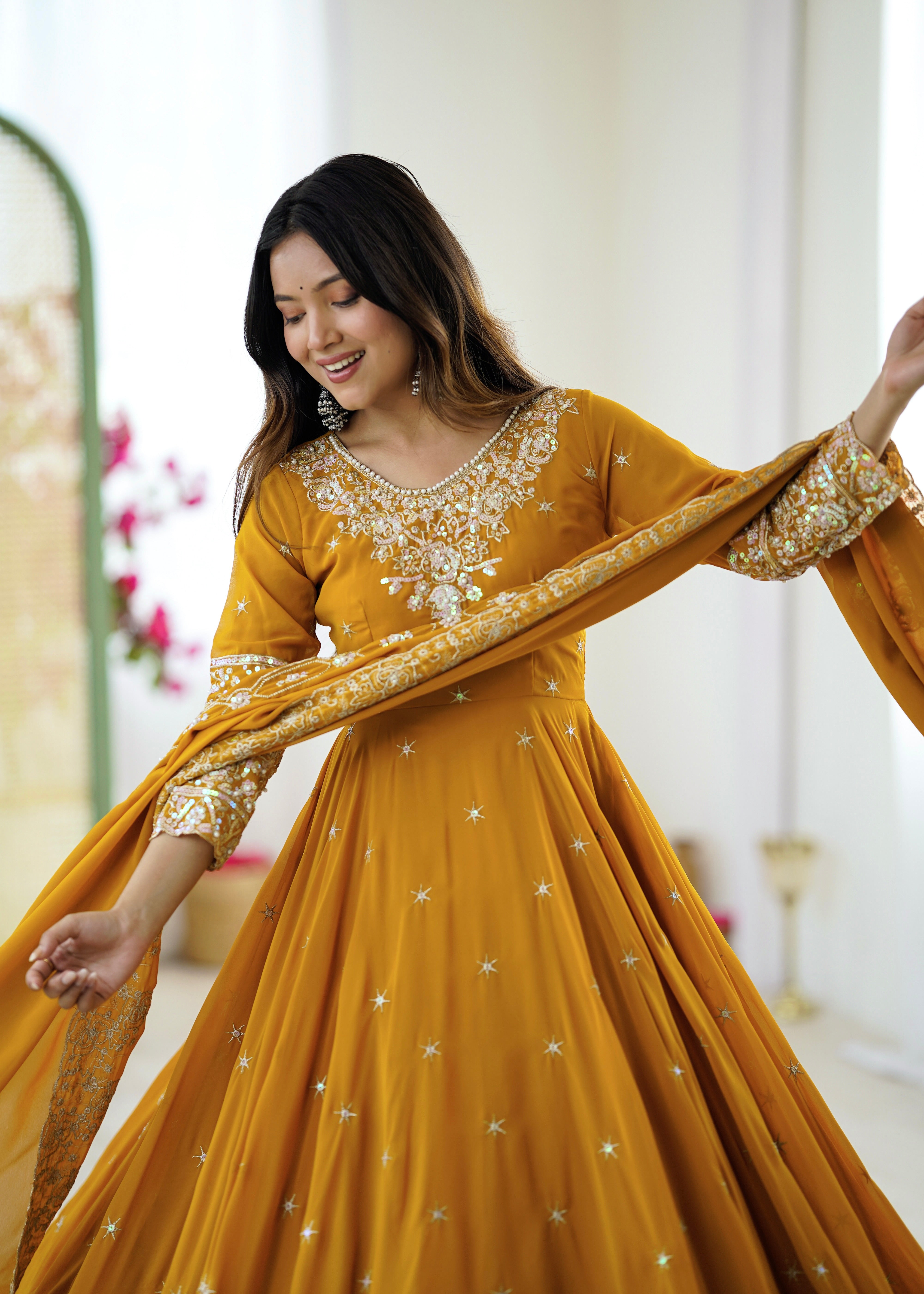 Women’s Embroidered Anarkali Gown with Dupatta | Festive & Wedding Wear by Rajkanika