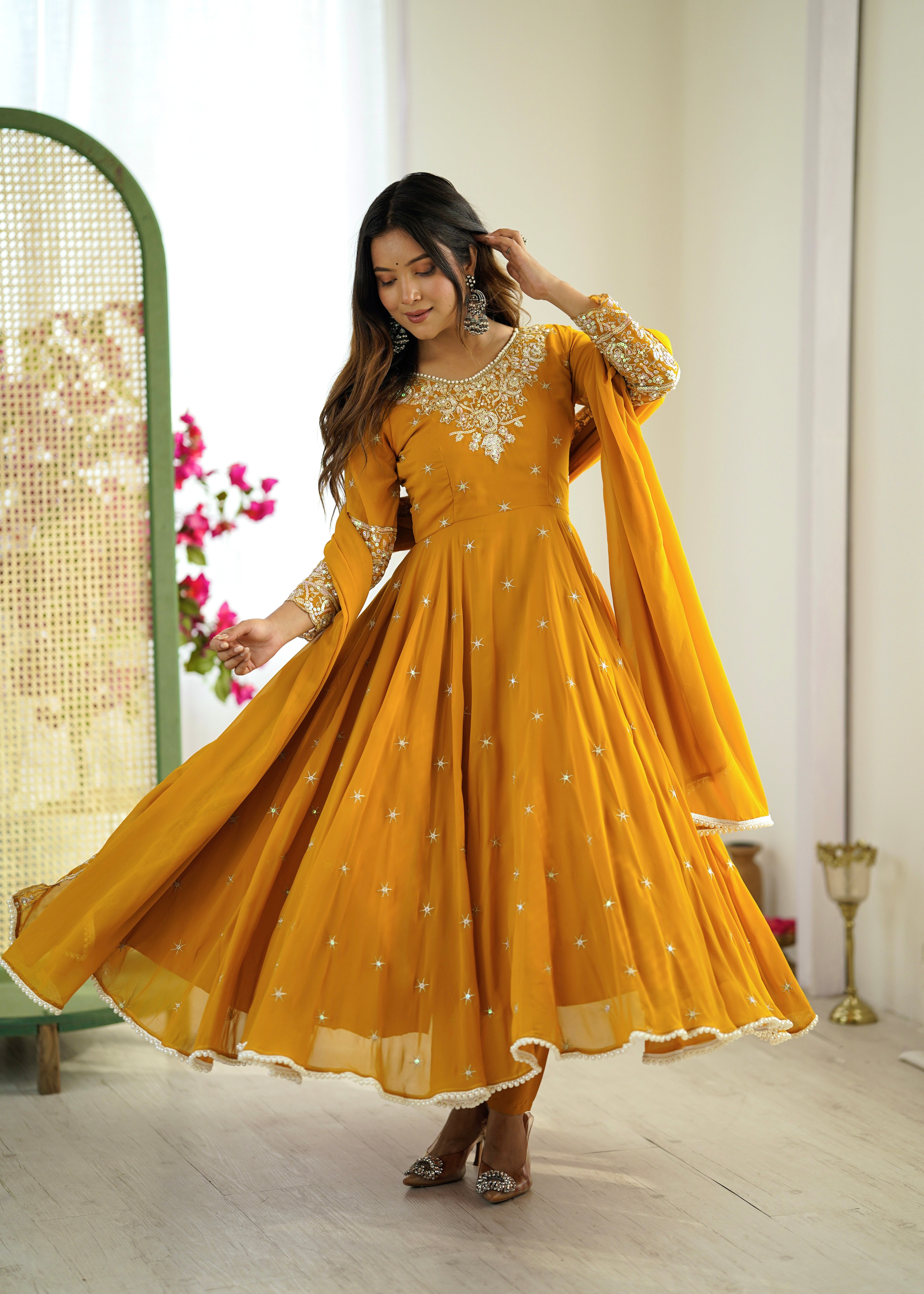 Women’s Embroidered Anarkali Gown with Dupatta | Festive & Wedding Wear by Rajkanika