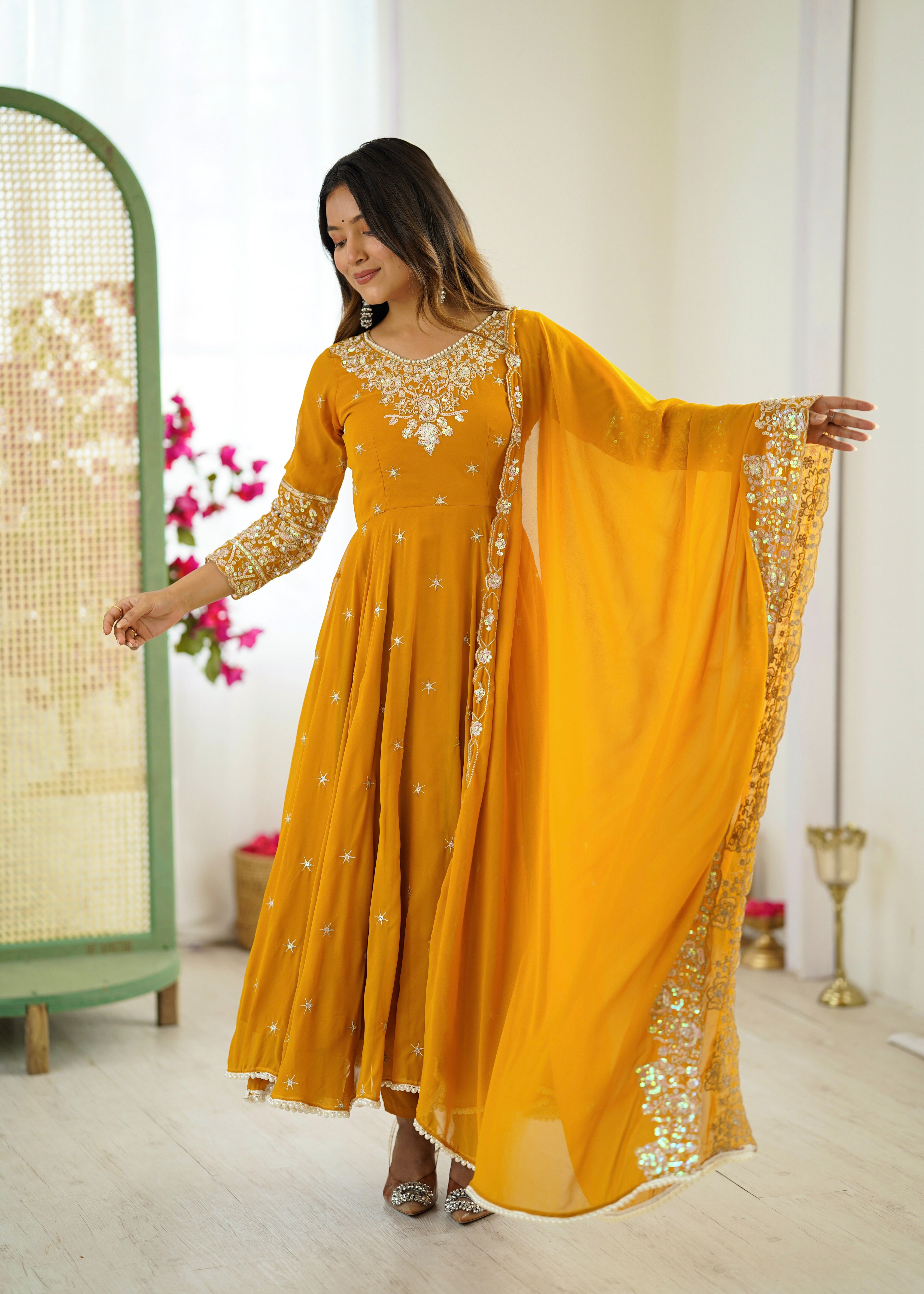 Women’s Embroidered Anarkali Gown with Dupatta | Festive & Wedding Wear by Rajkanika