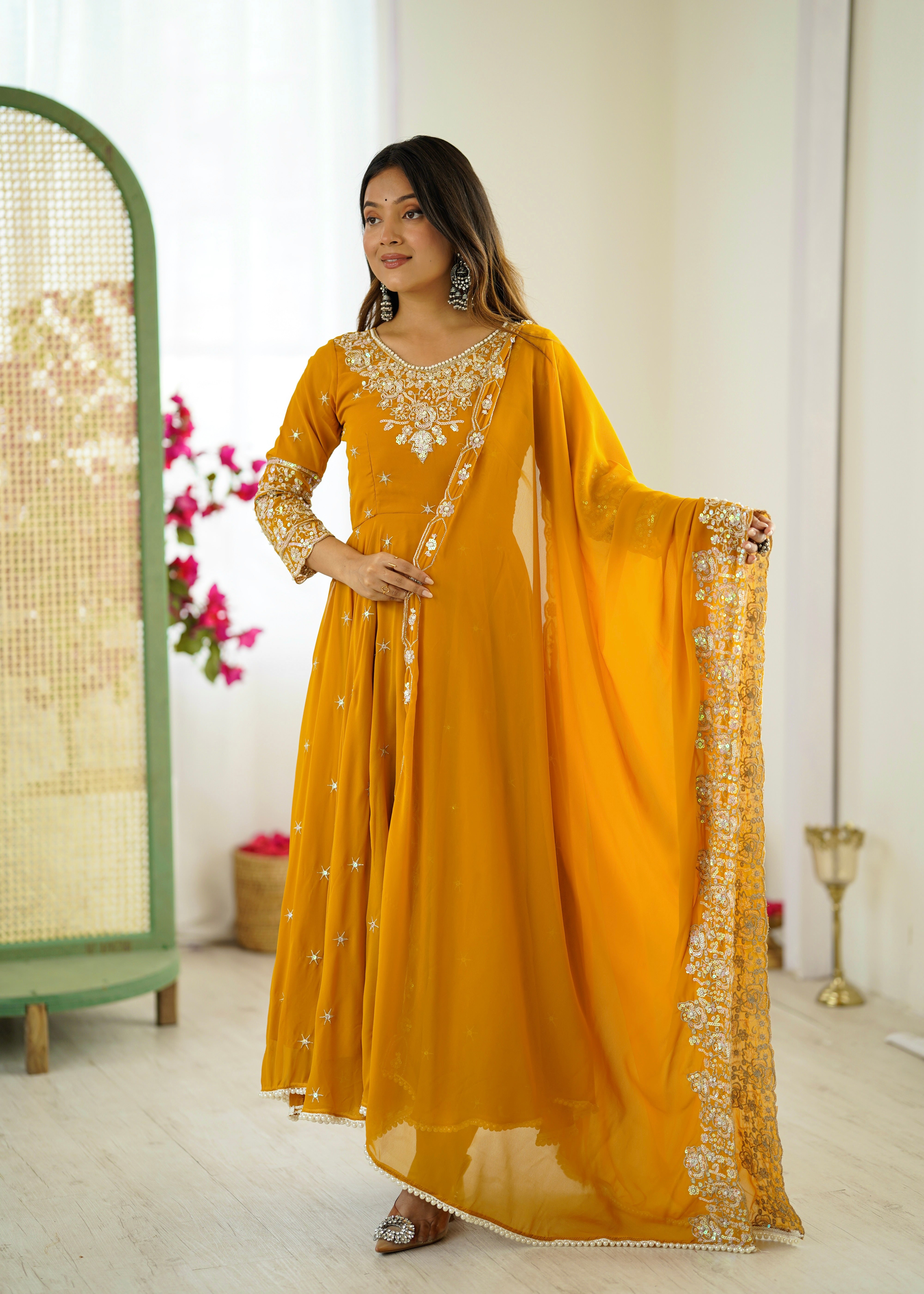 Women’s Embroidered Anarkali Gown with Dupatta | Festive & Wedding Wear by Rajkanika