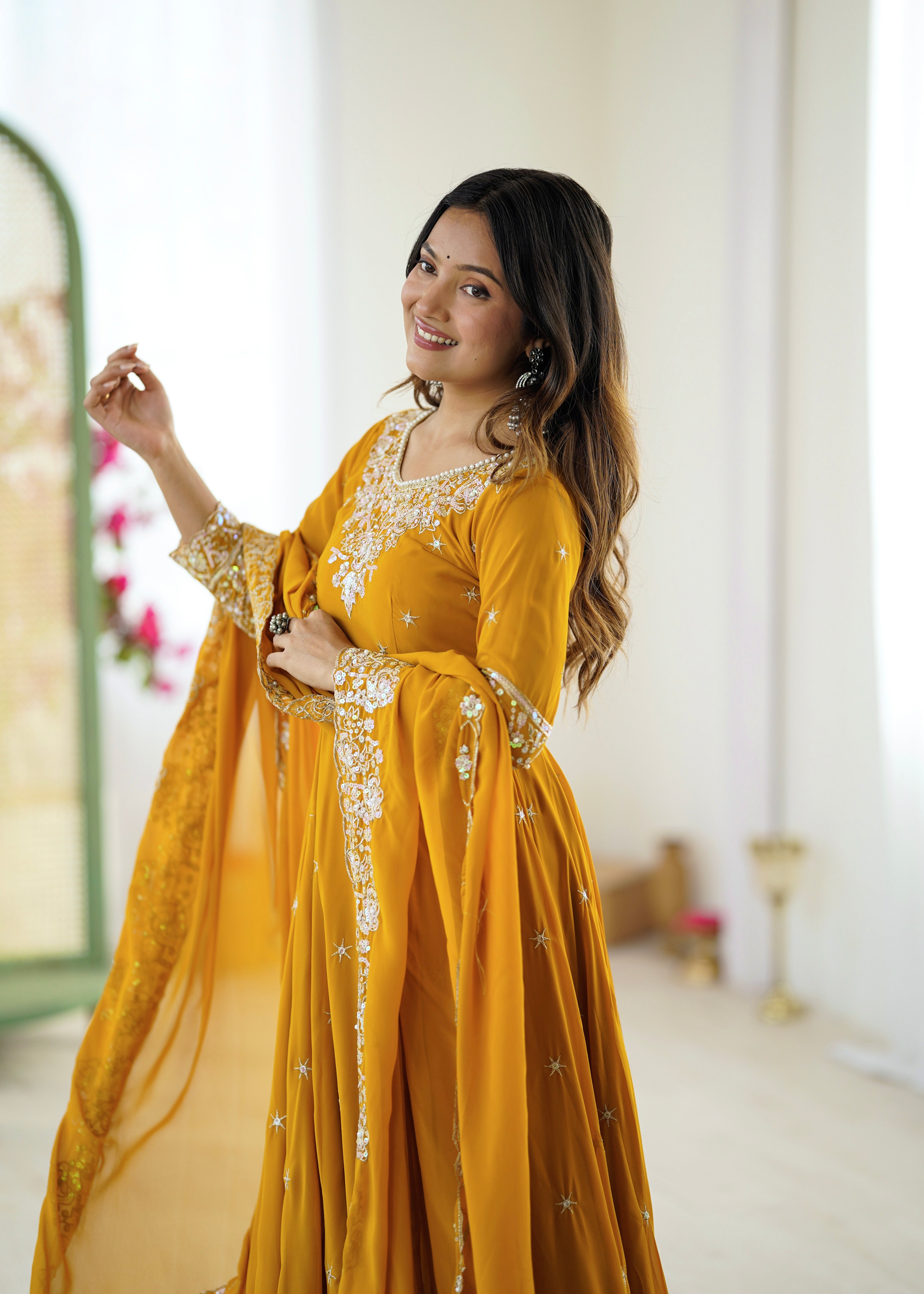 Women’s Embroidered Anarkali Gown with Dupatta | Festive & Wedding Wear by Rajkanika