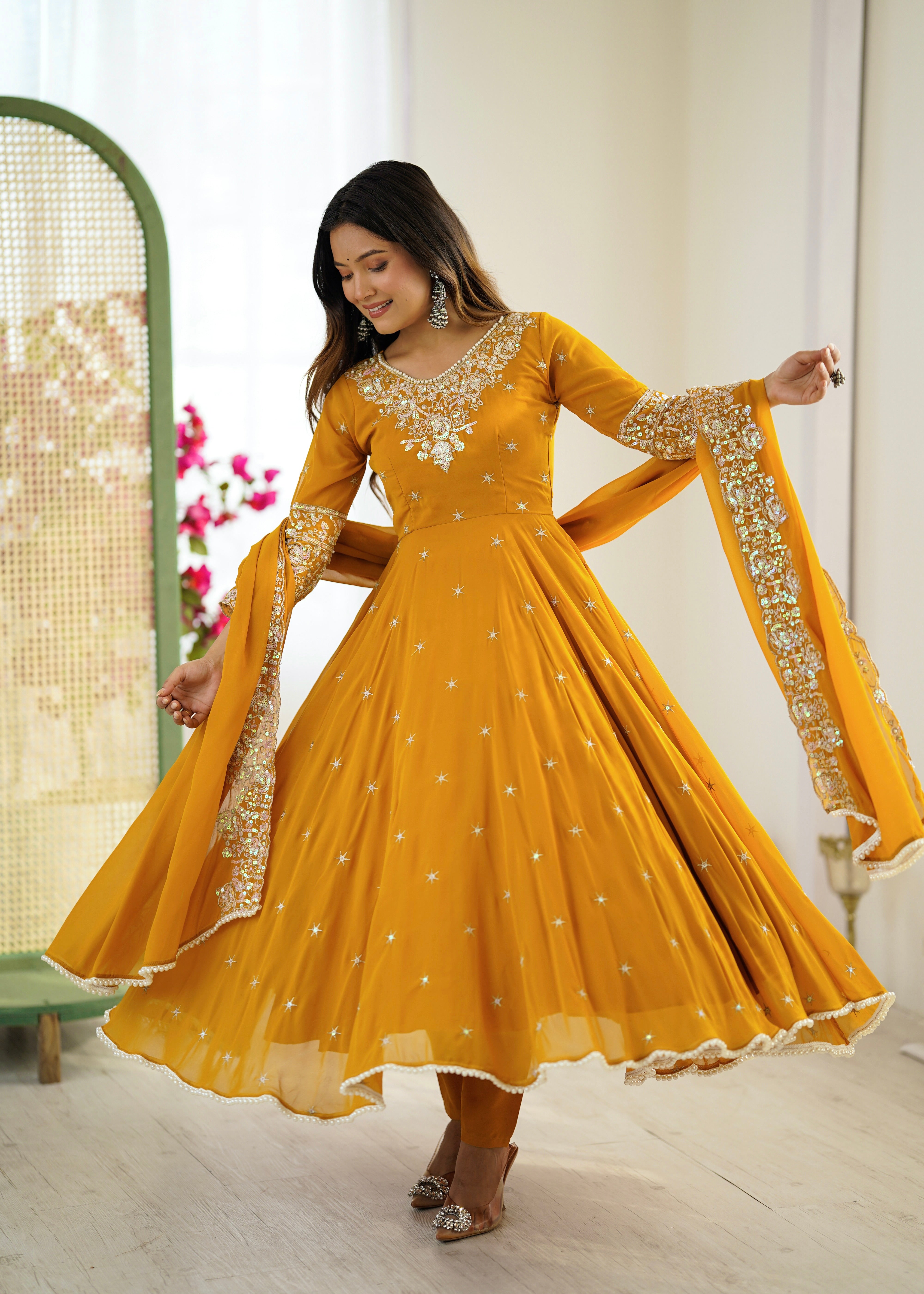 Women’s Embroidered Anarkali Gown with Dupatta | Festive & Wedding Wear by Rajkanika