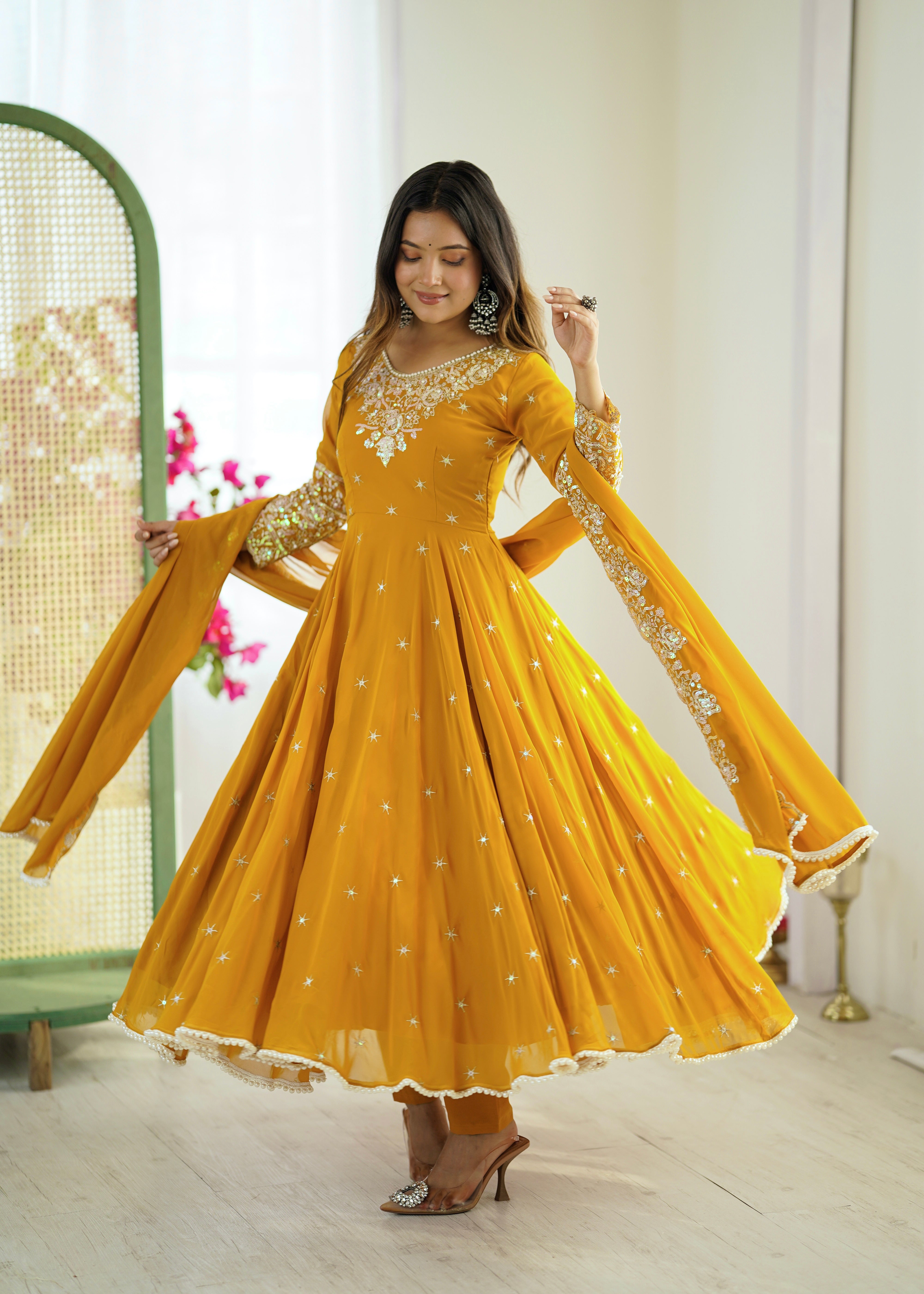 Women’s Embroidered Anarkali Gown with Dupatta | Festive & Wedding Wear by Rajkanika