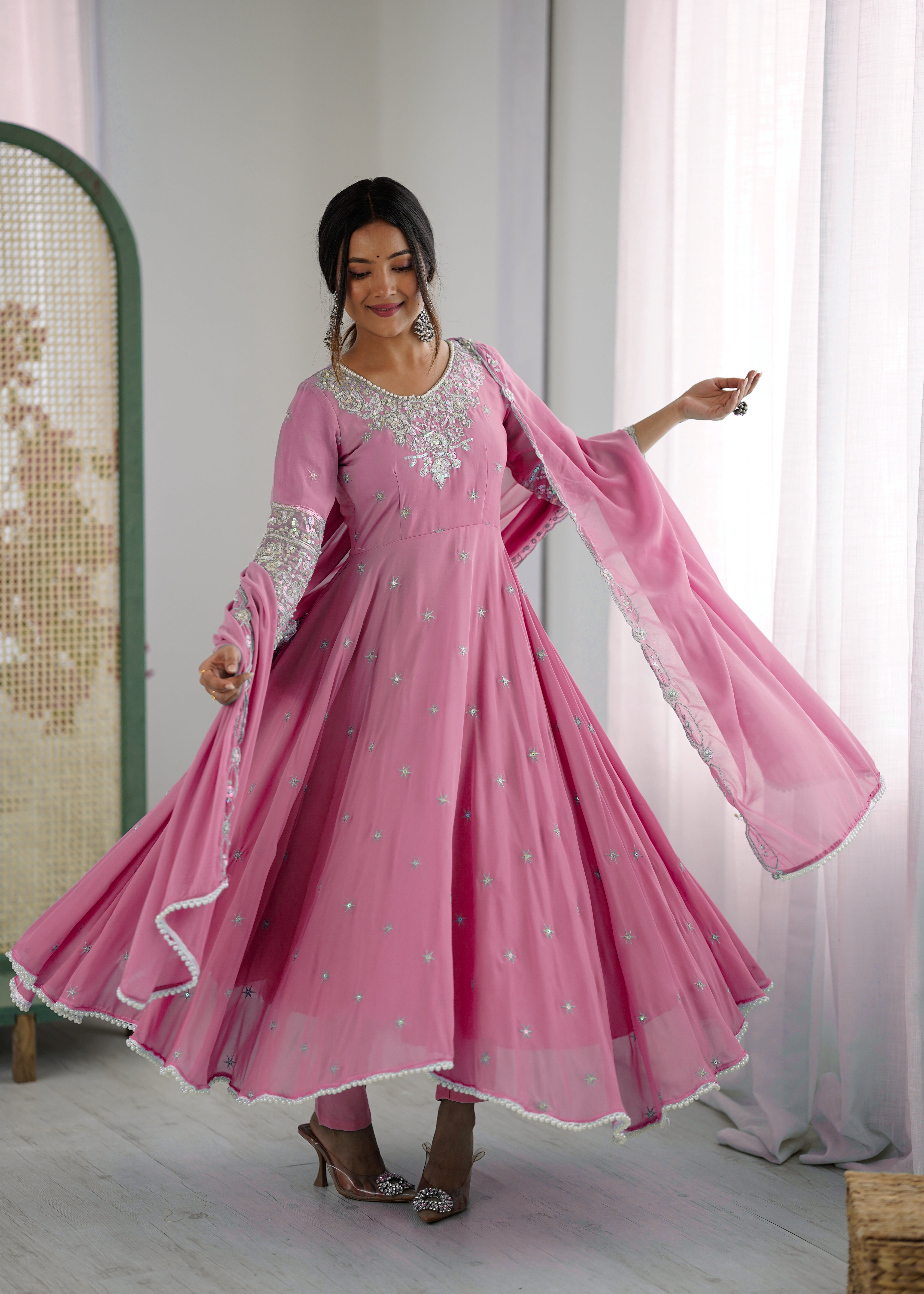 Women’s Embroidered Anarkali Gown with Dupatta | Festive & Wedding Wear by Rajkanika