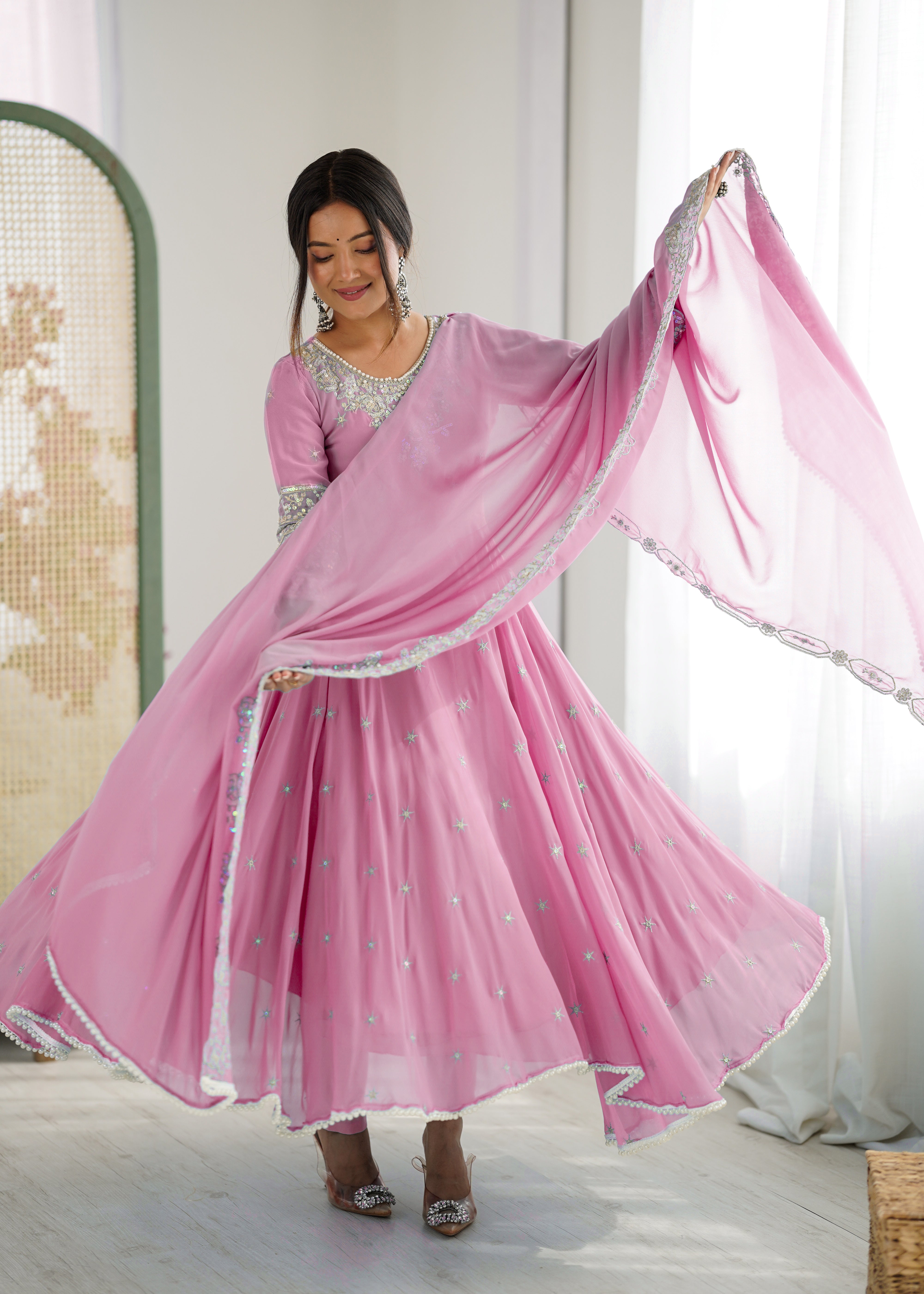 Women’s Embroidered Anarkali Gown with Dupatta | Festive & Wedding Wear by Rajkanika