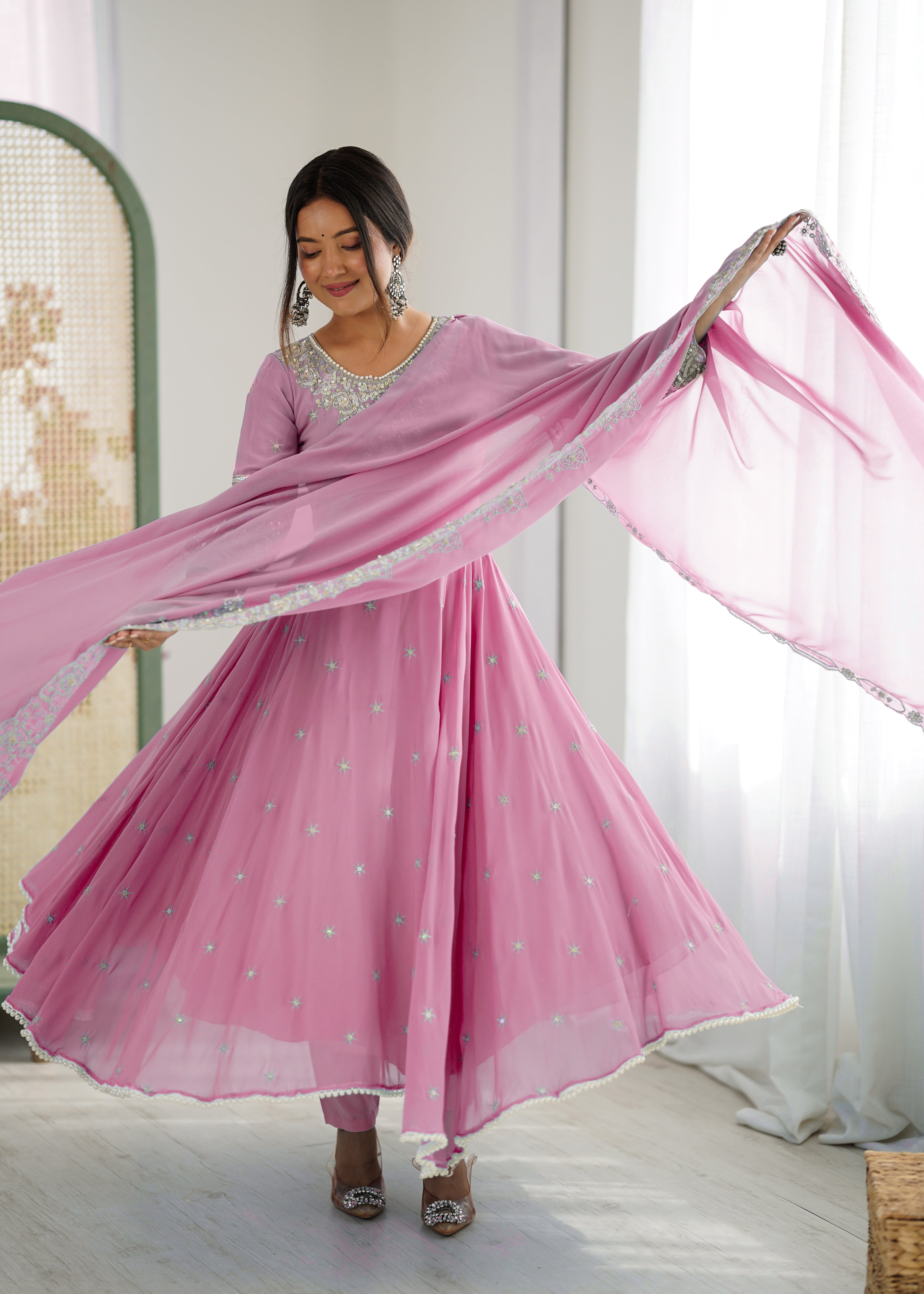 Women’s Embroidered Anarkali Gown with Dupatta | Festive & Wedding Wear by Rajkanika