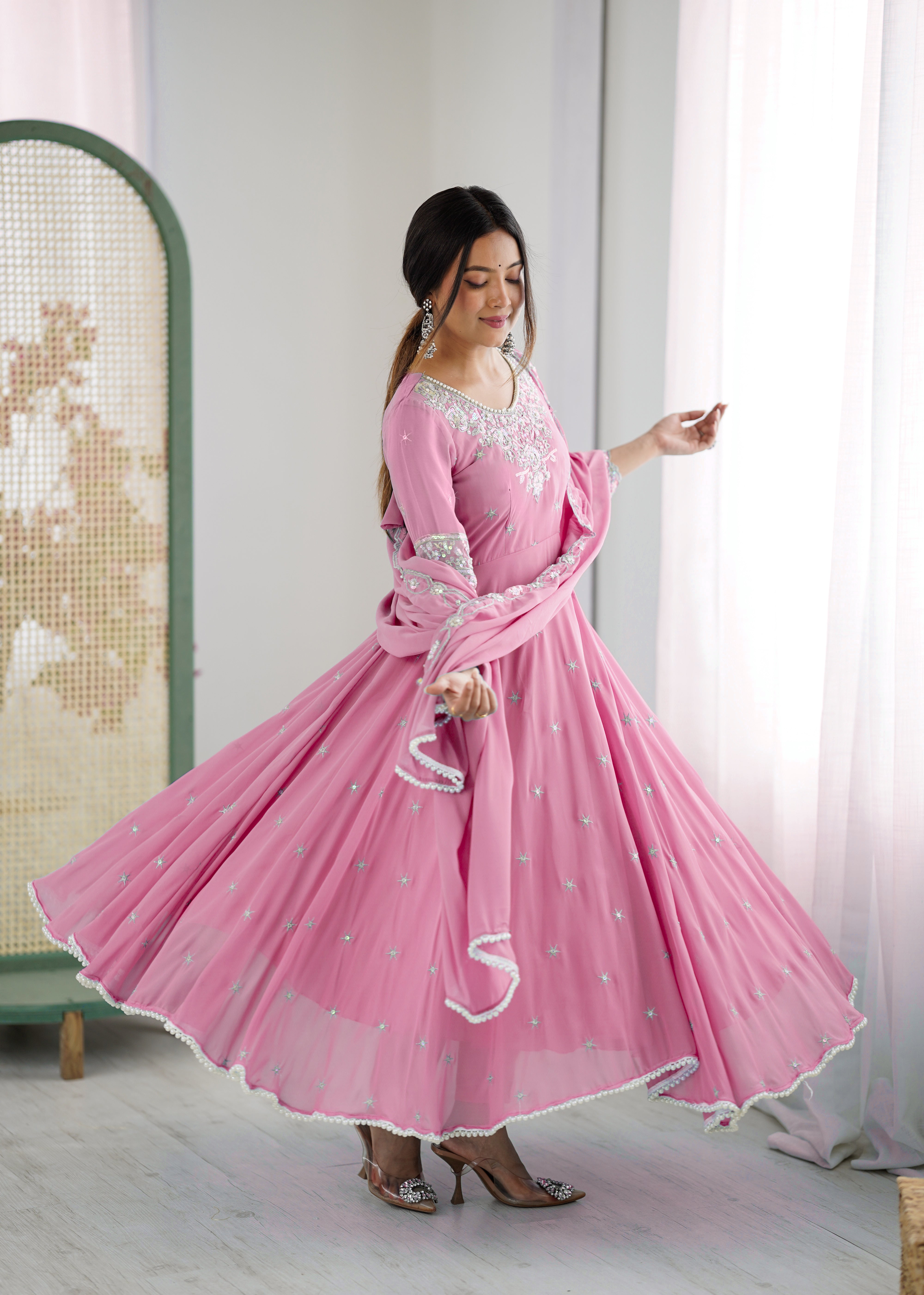 Women’s Embroidered Anarkali Gown with Dupatta | Festive & Wedding Wear by Rajkanika