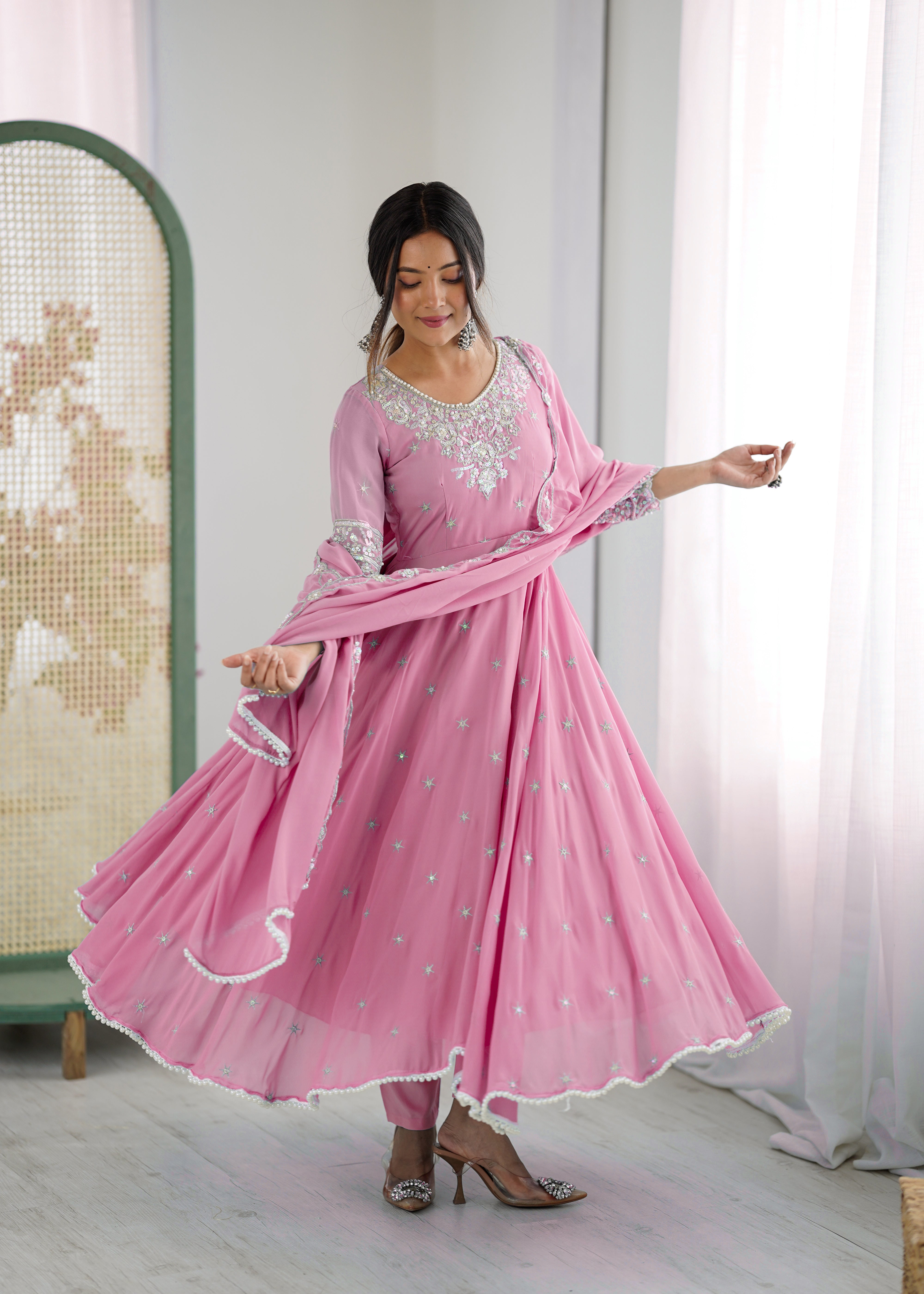 Women’s Embroidered Anarkali Gown with Dupatta | Festive & Wedding Wear by Rajkanika
