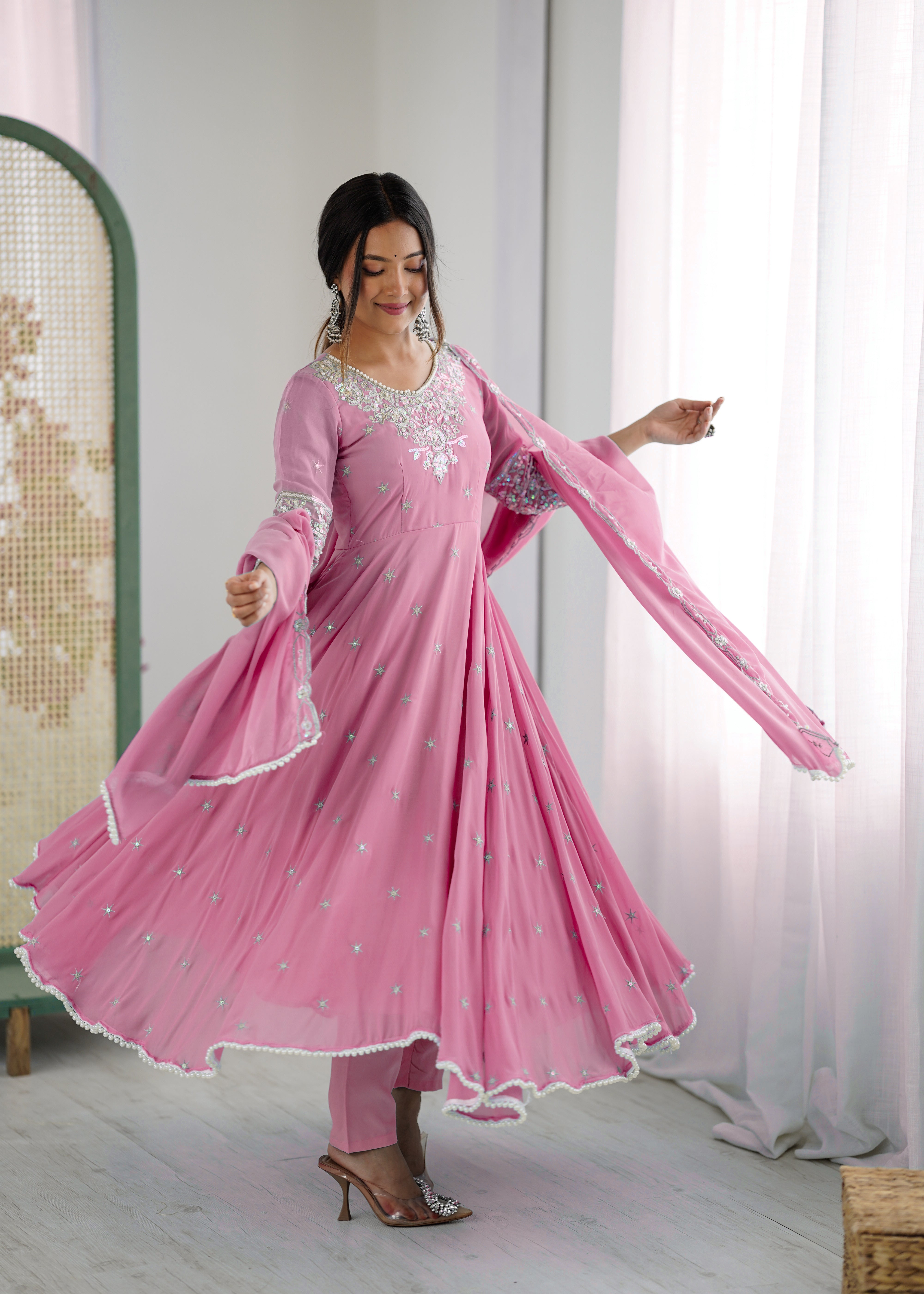 Women’s Embroidered Anarkali Gown with Dupatta | Festive & Wedding Wear by Rajkanika