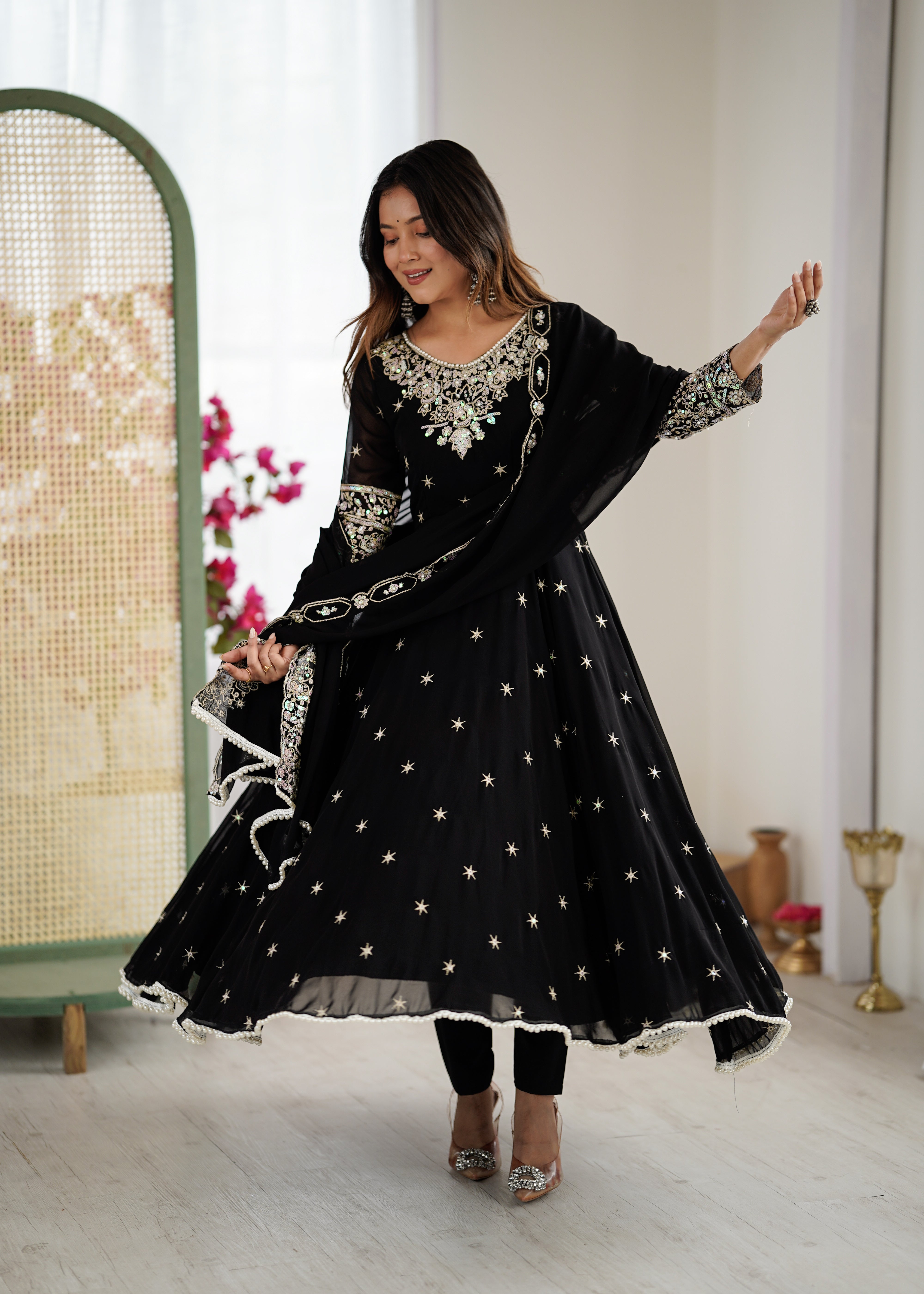 Women’s Embroidered Anarkali Gown with Dupatta | Festive & Wedding Wear by Rajkanika