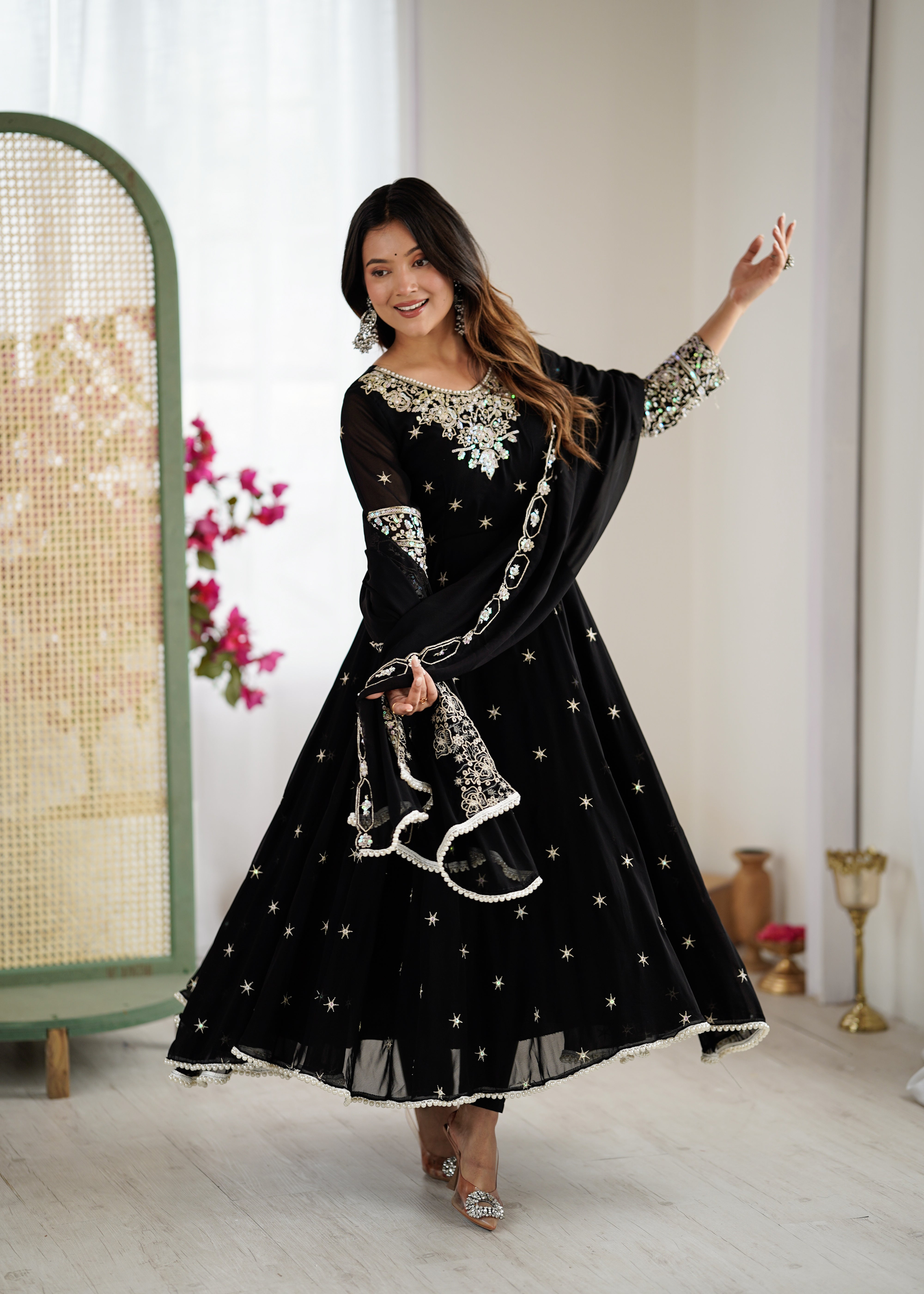 Women’s Embroidered Anarkali Gown with Dupatta | Festive & Wedding Wear by Rajkanika