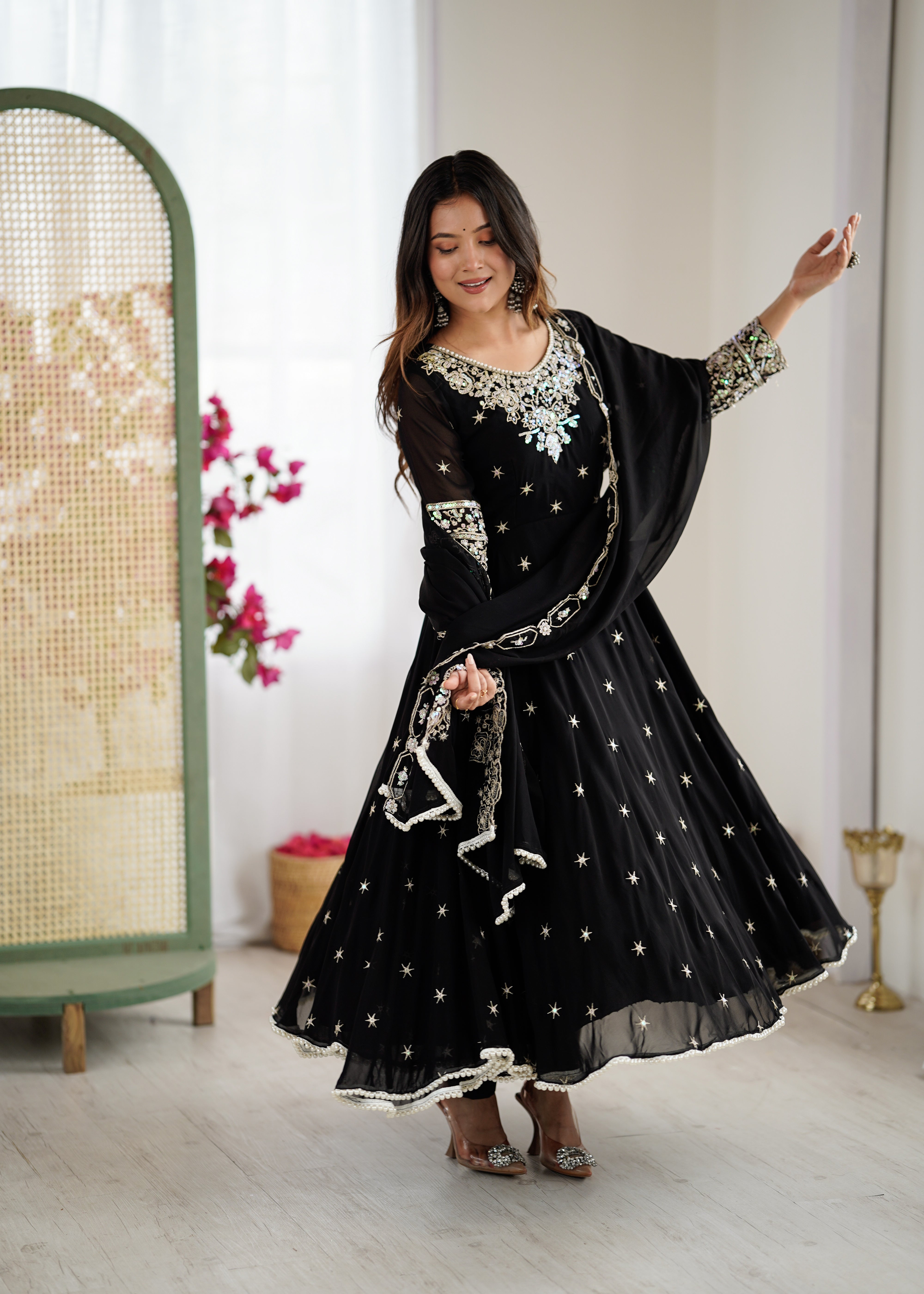 Women’s Embroidered Anarkali Gown with Dupatta | Festive & Wedding Wear by Rajkanika
