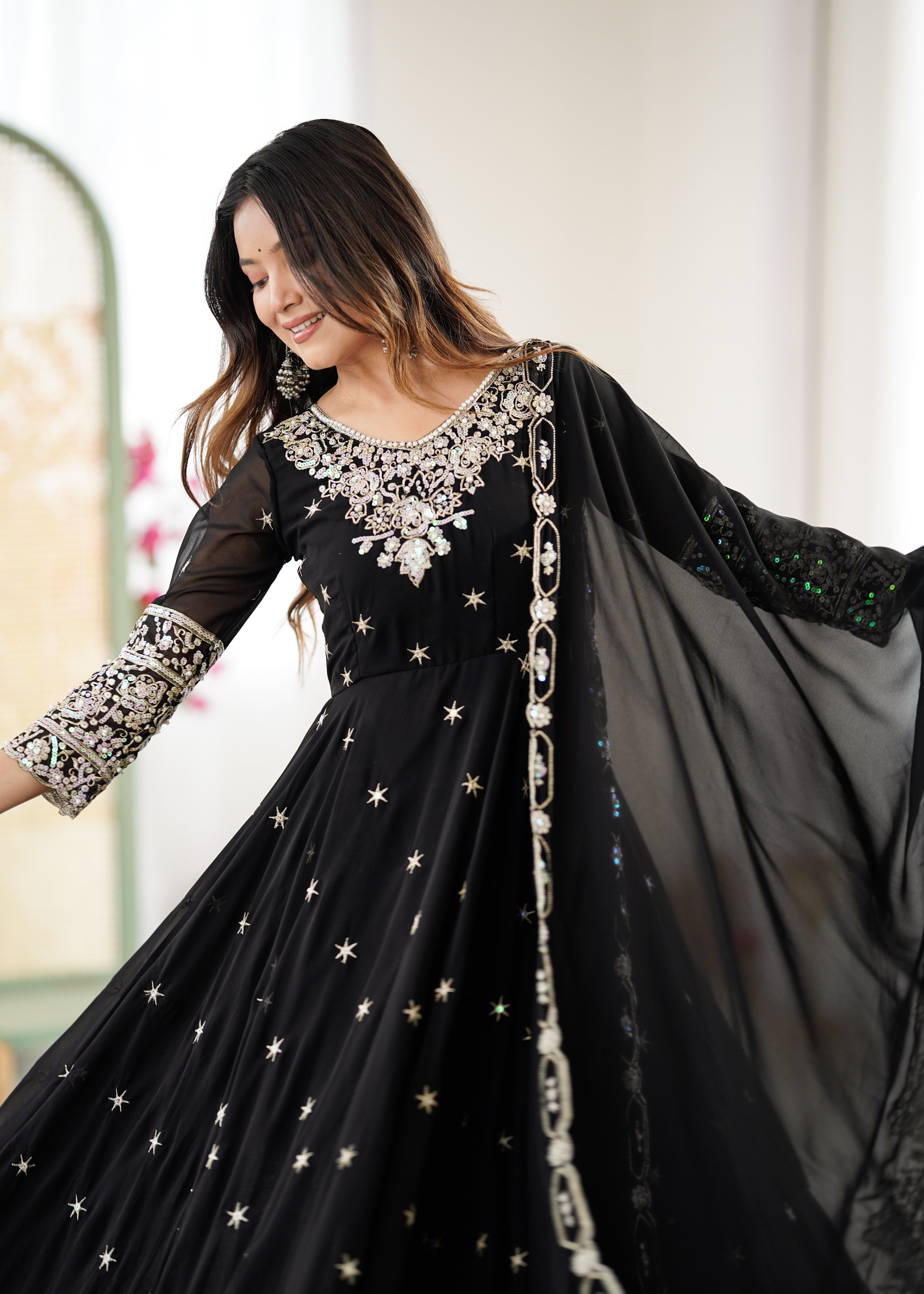 Women’s Embroidered Anarkali Gown with Dupatta | Festive & Wedding Wear by Rajkanika