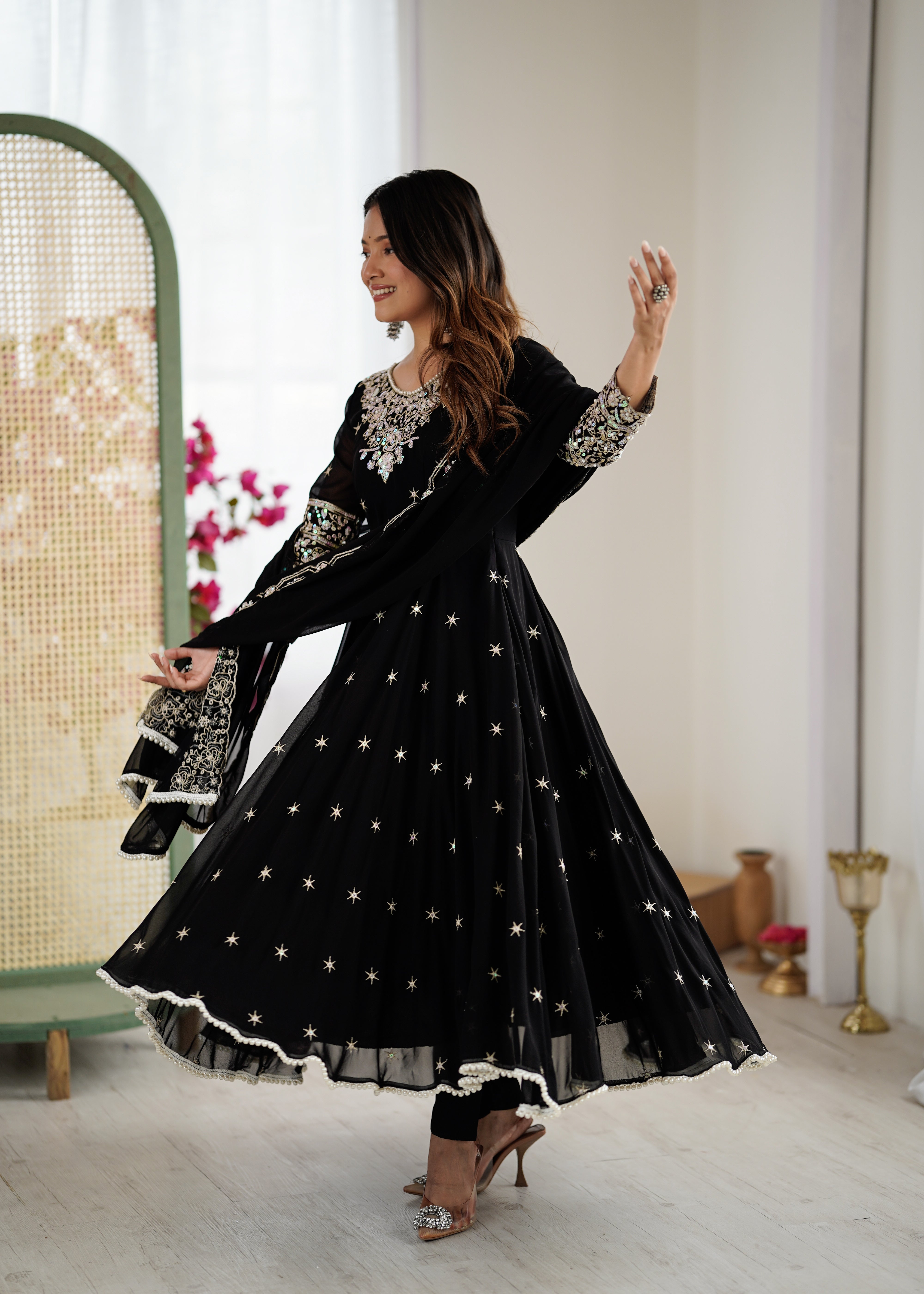 Women’s Embroidered Anarkali Gown with Dupatta | Festive & Wedding Wear by Rajkanika