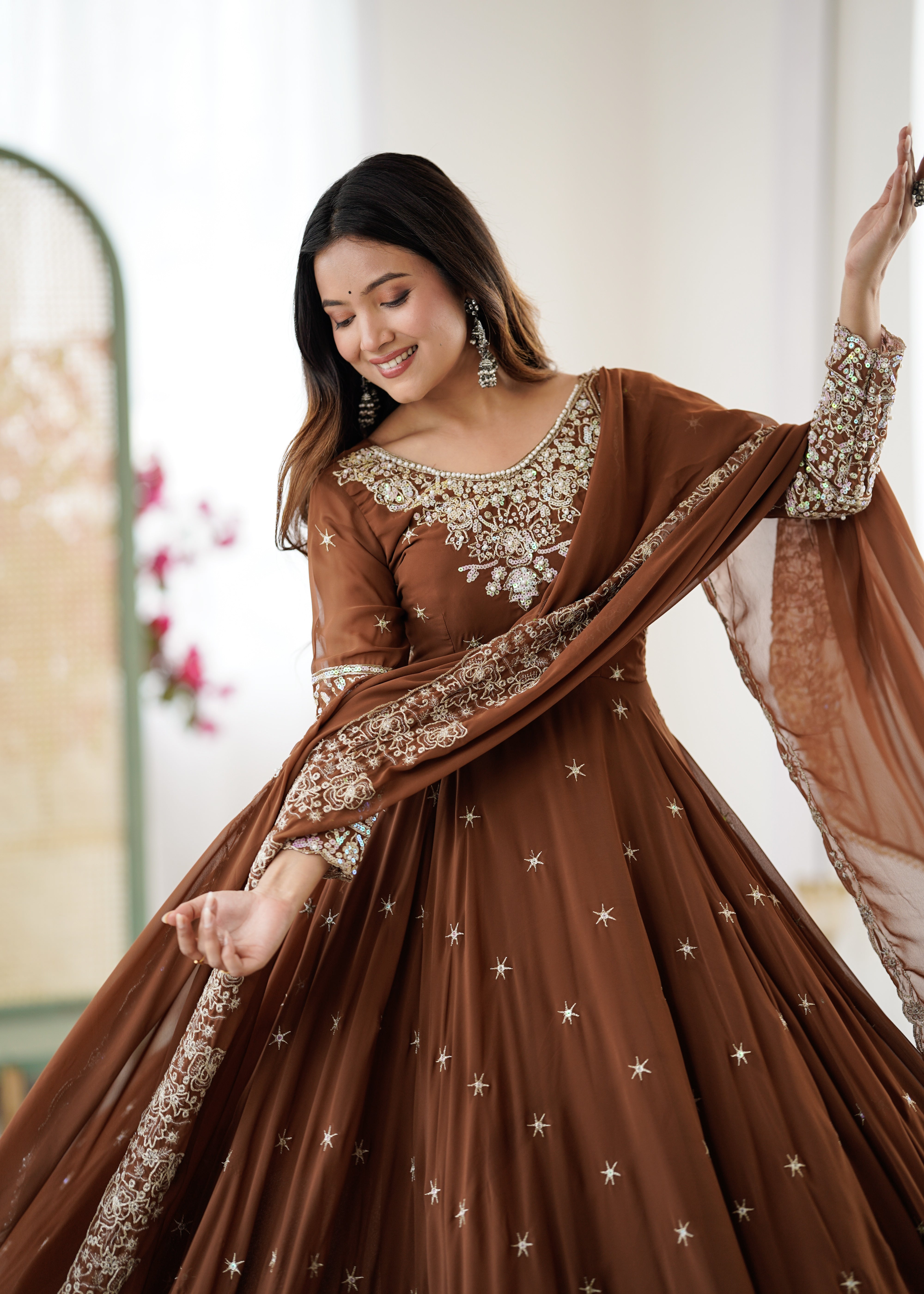 Women’s Embroidered Anarkali Gown with Dupatta | Festive & Wedding Wear by Rajkanika