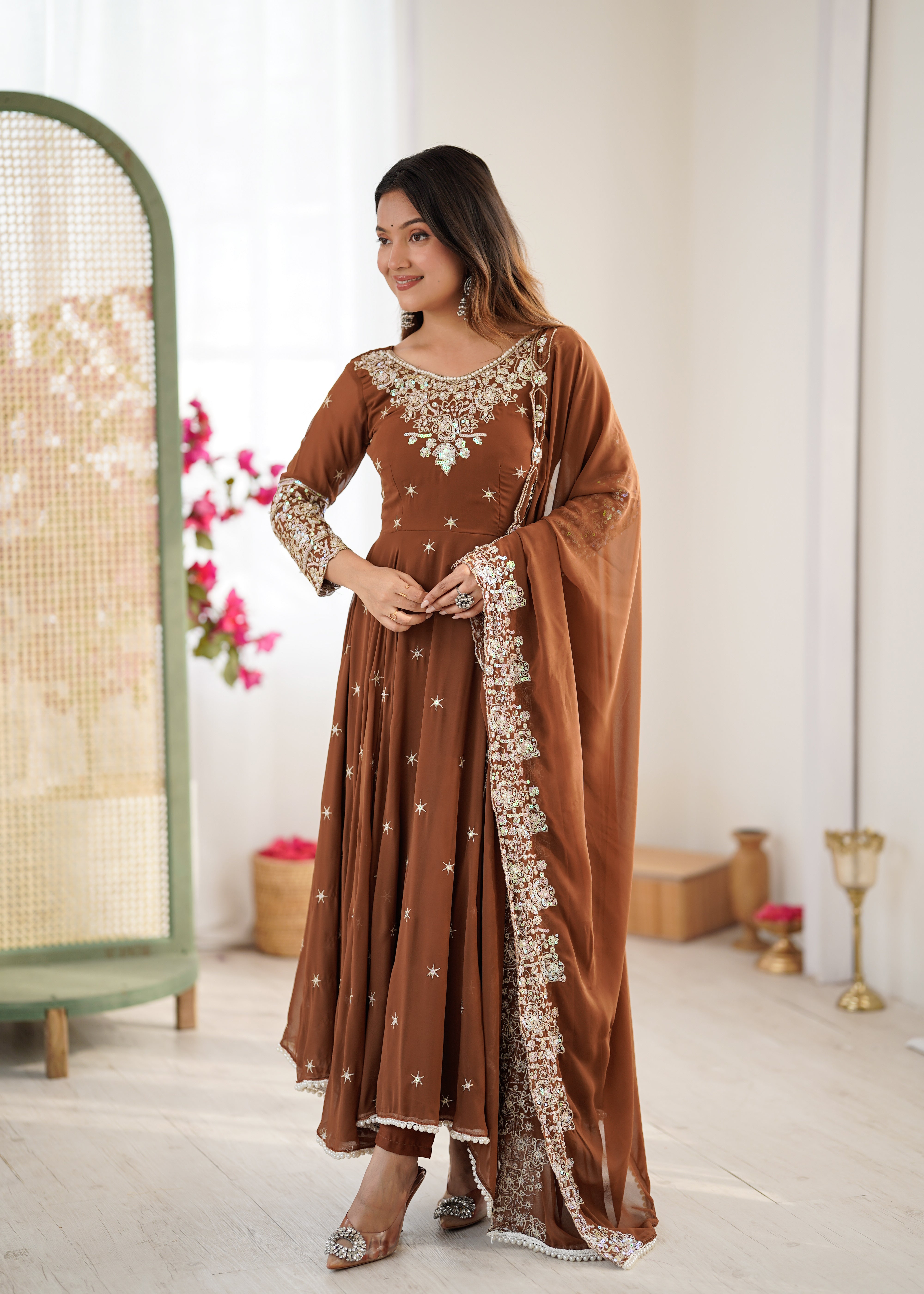 Women’s Embroidered Anarkali Gown with Dupatta | Festive & Wedding Wear by Rajkanika