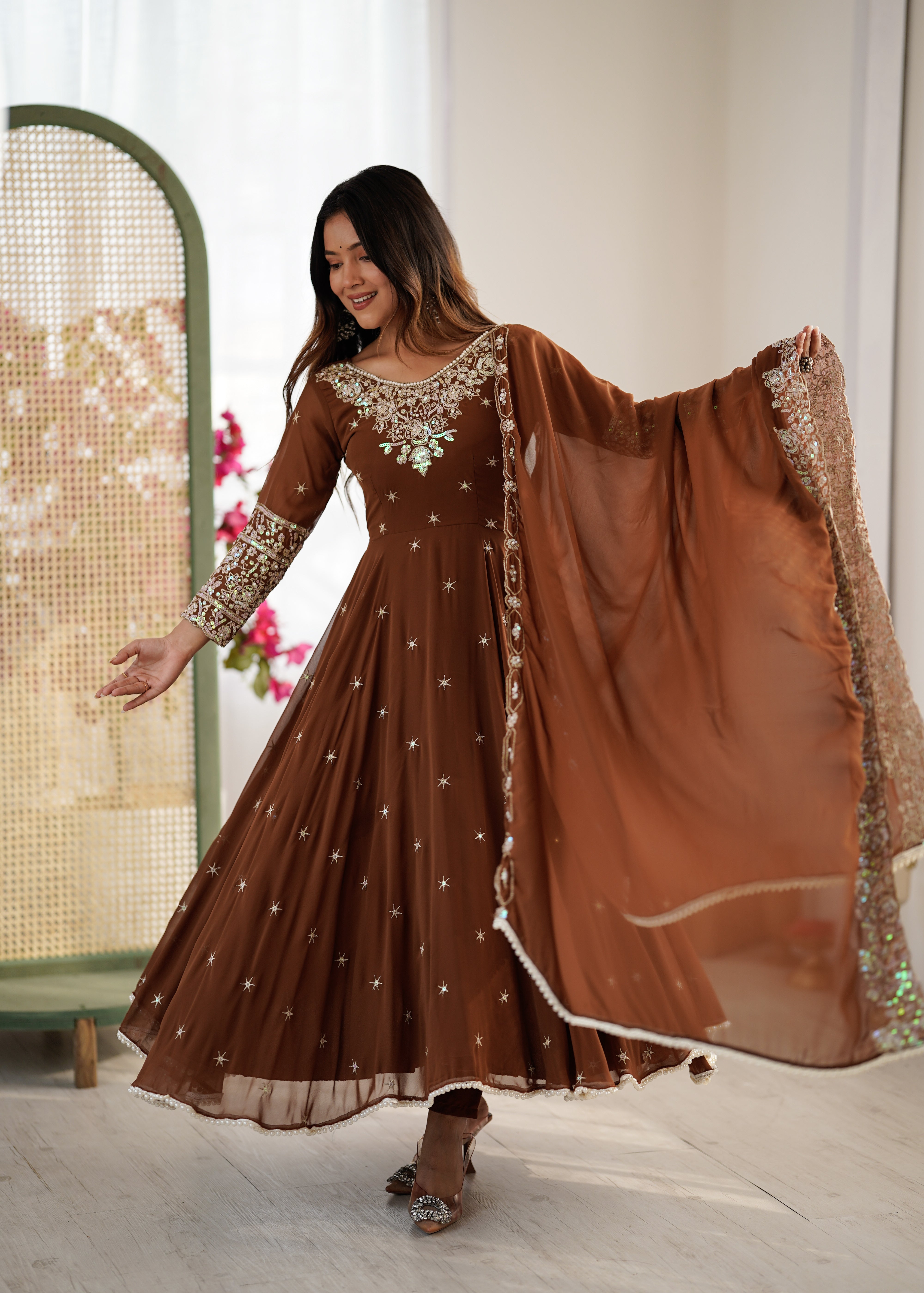 Women’s Embroidered Anarkali Gown with Dupatta | Festive & Wedding Wear by Rajkanika