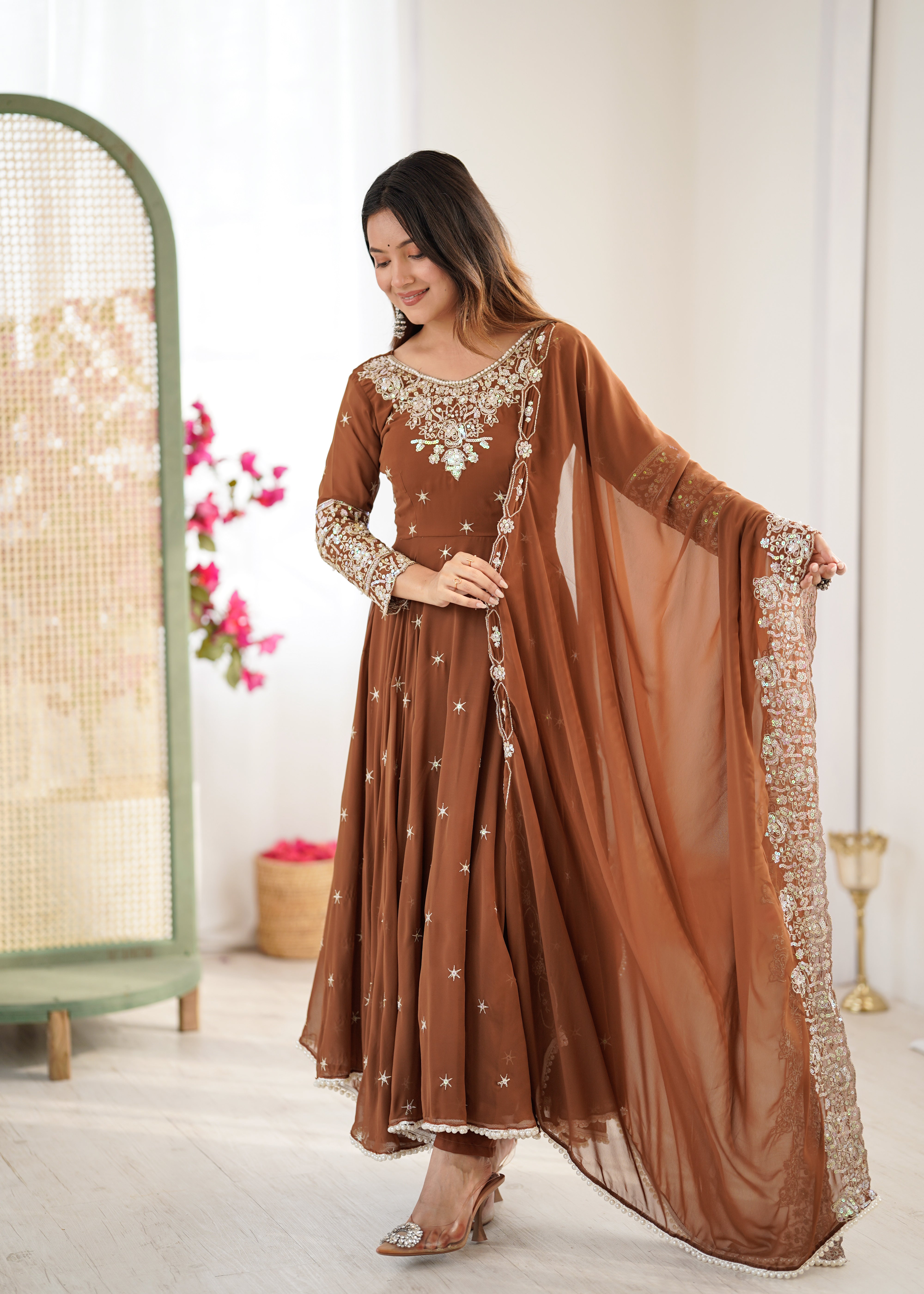 Women’s Embroidered Anarkali Gown with Dupatta | Festive & Wedding Wear by Rajkanika