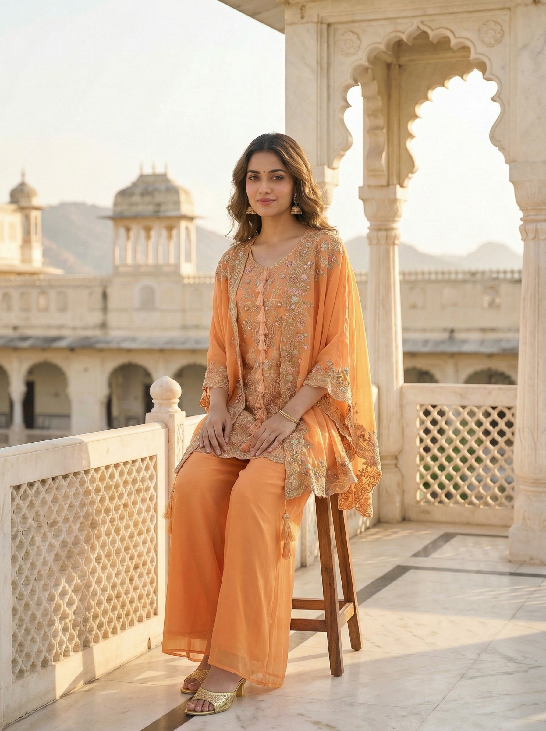 Women’s Designer Kurta Palazzo Set with Embroidered Dupatta | Festive & Wedding Wear Ethnic Set – Rajkanika