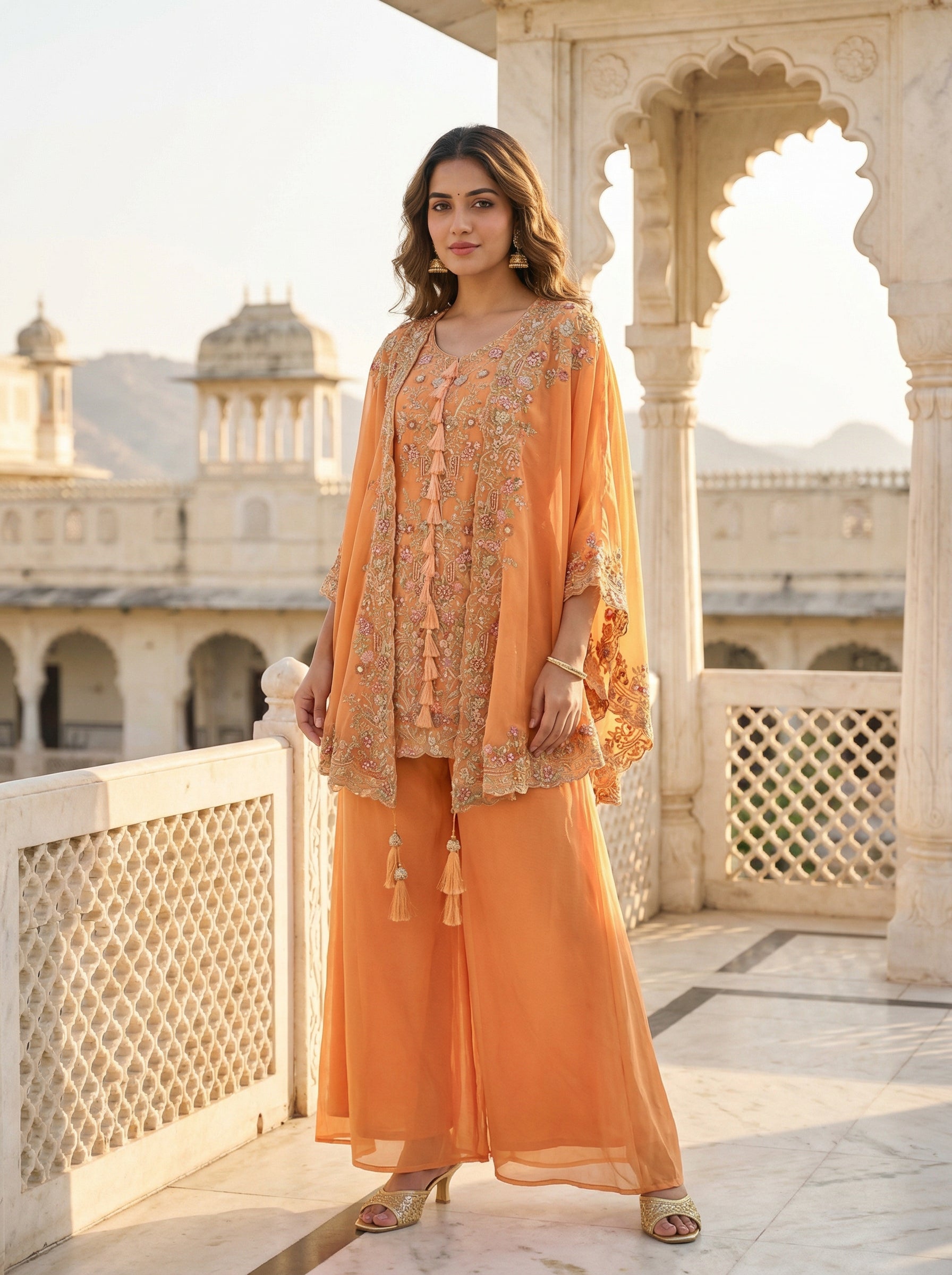 Women’s Designer Kurta Palazzo Set with Embroidered Dupatta | Festive & Wedding Wear Ethnic Set – Rajkanika