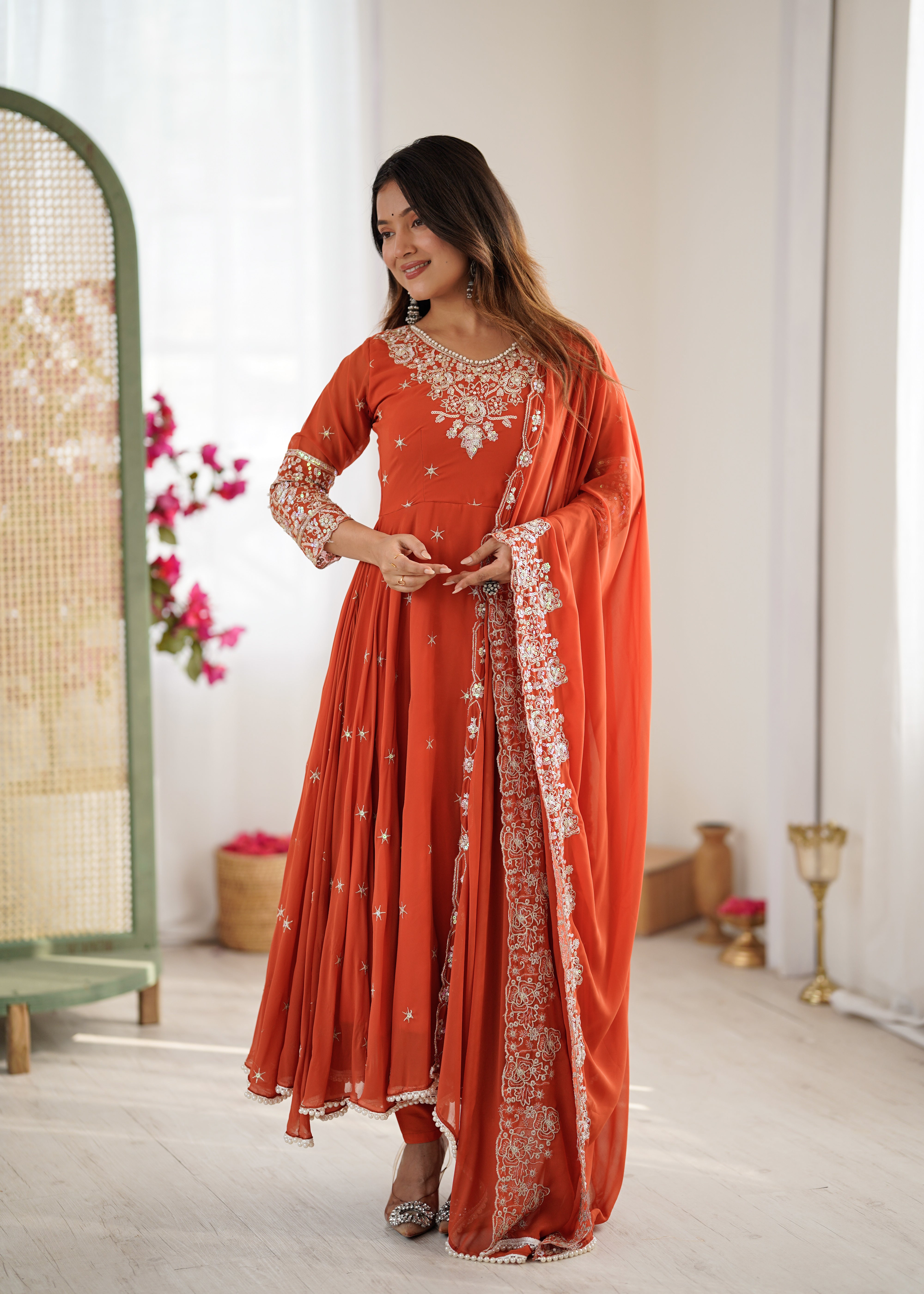 Women’s Embroidered Anarkali Gown with Dupatta | Festive & Wedding Wear by Rajkanika