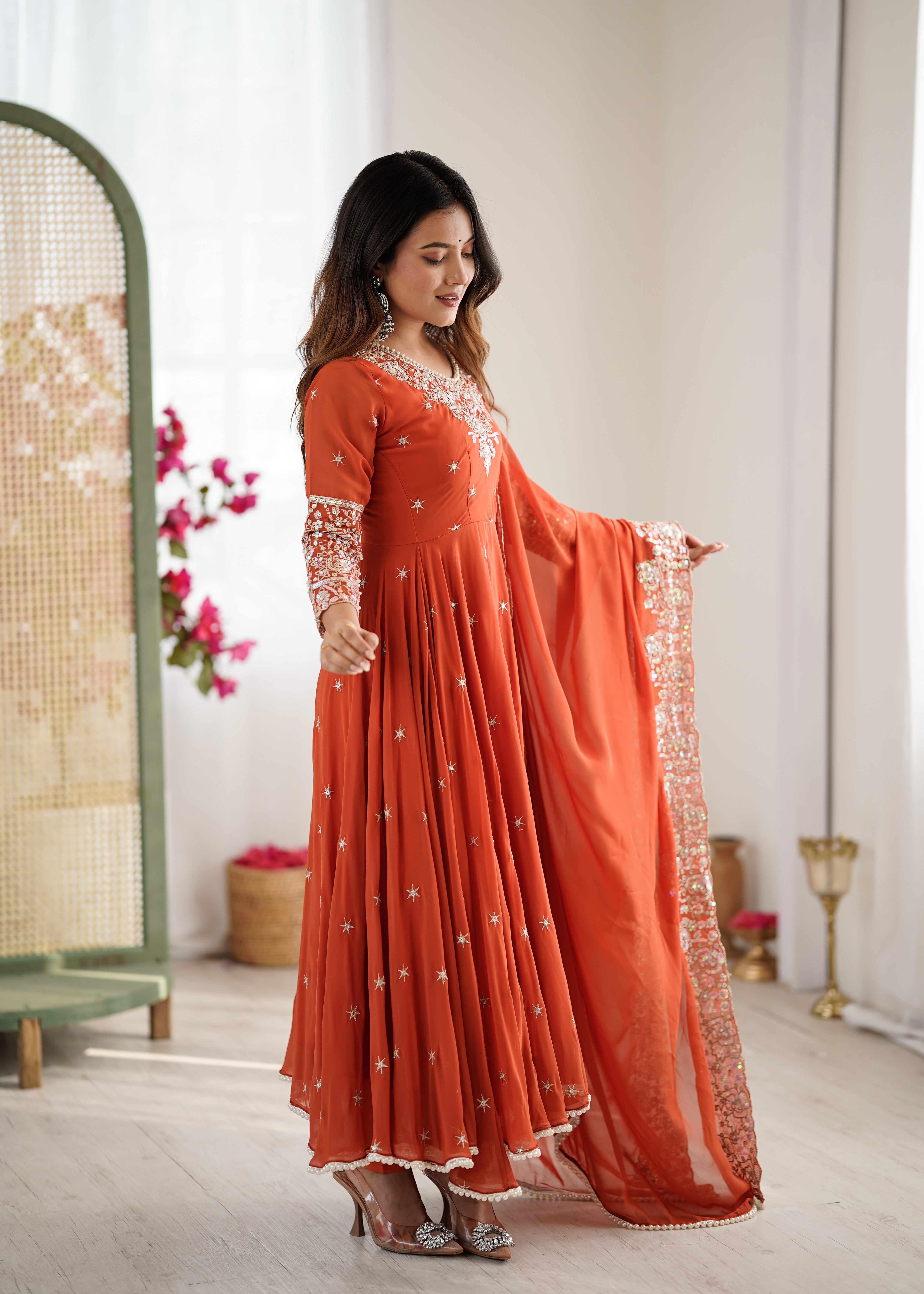 Women’s Embroidered Anarkali Gown with Dupatta | Festive & Wedding Wear by Rajkanika