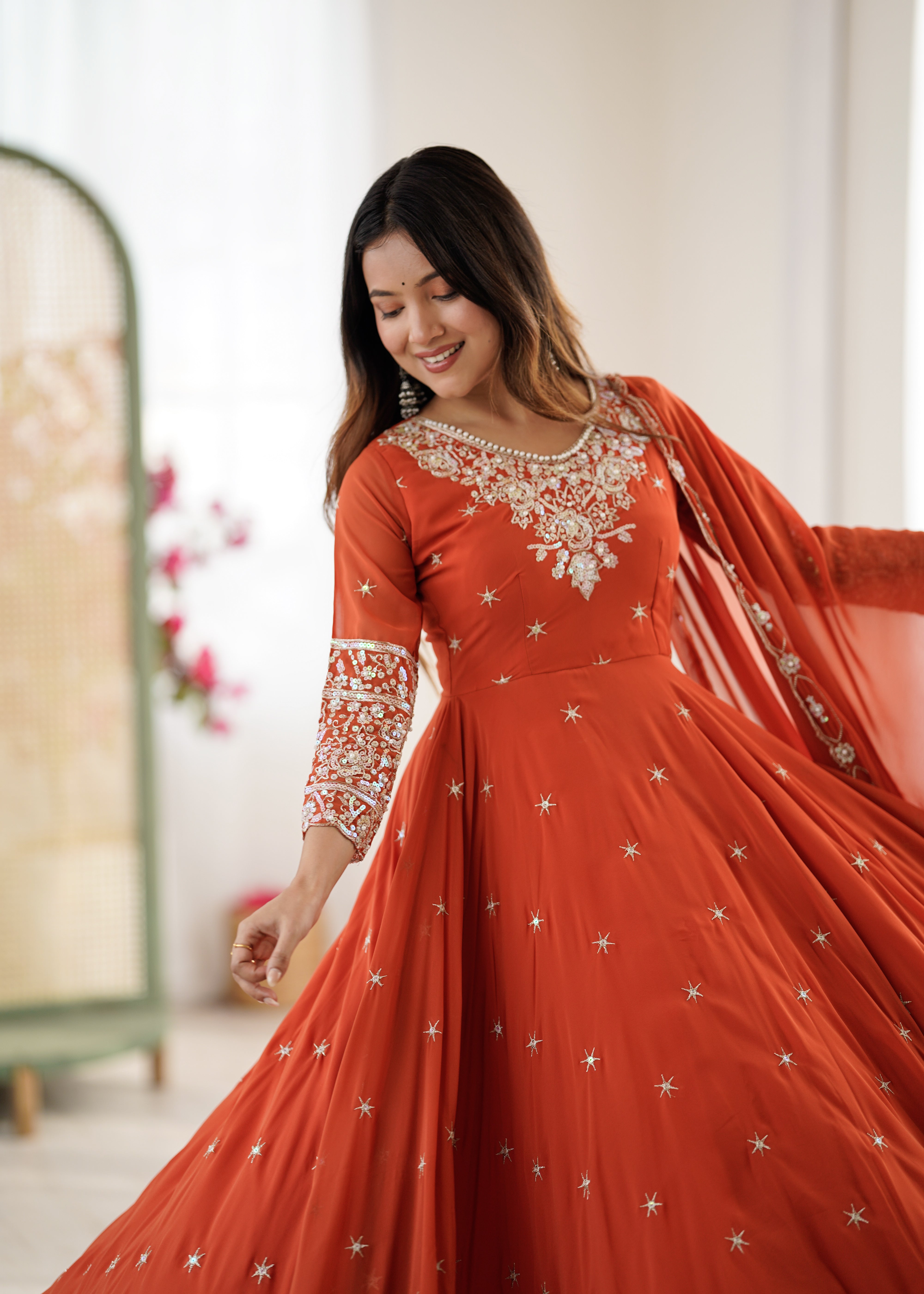 Women’s Embroidered Anarkali Gown with Dupatta | Festive & Wedding Wear by Rajkanika