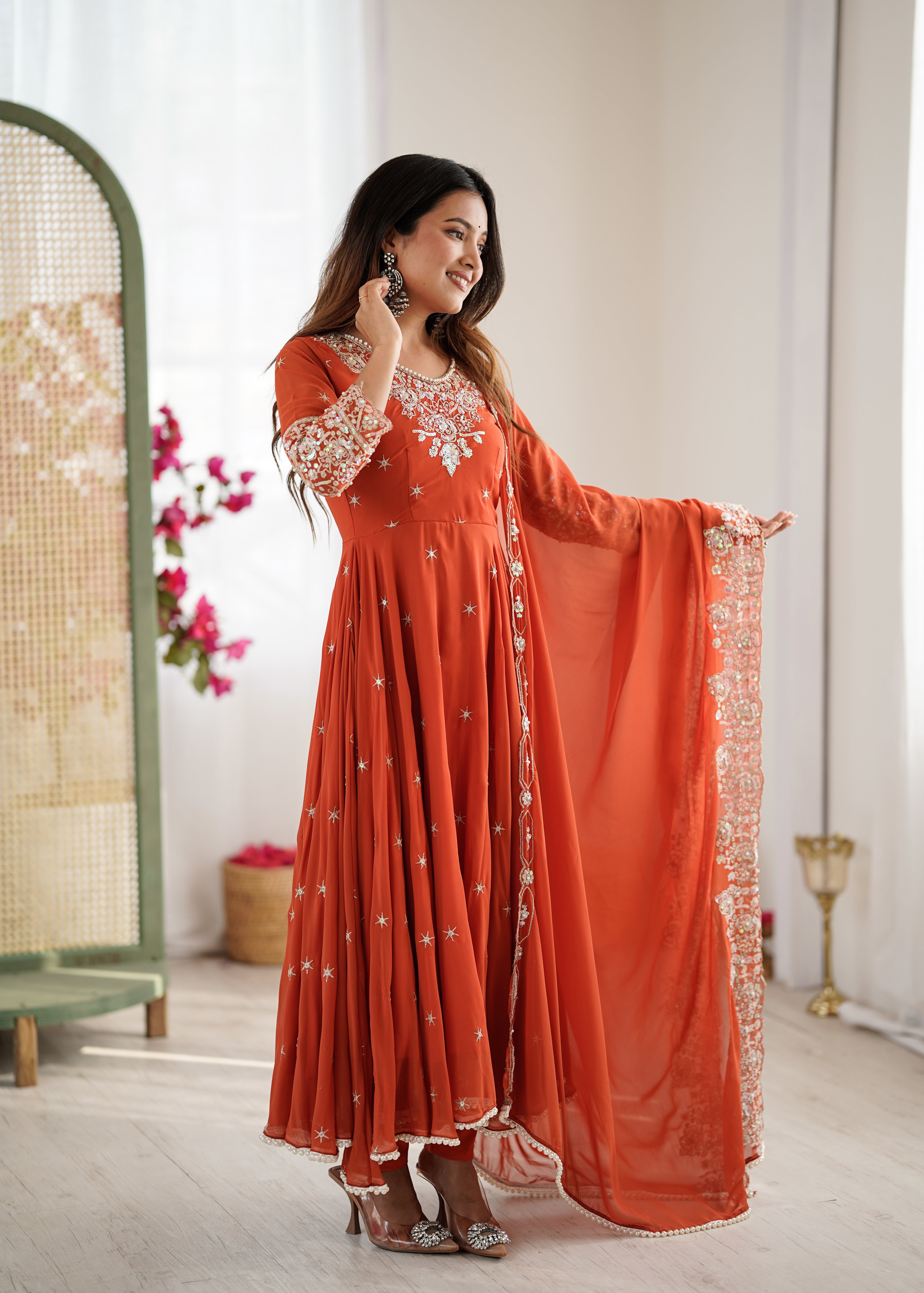Women’s Embroidered Anarkali Gown with Dupatta | Festive & Wedding Wear by Rajkanika