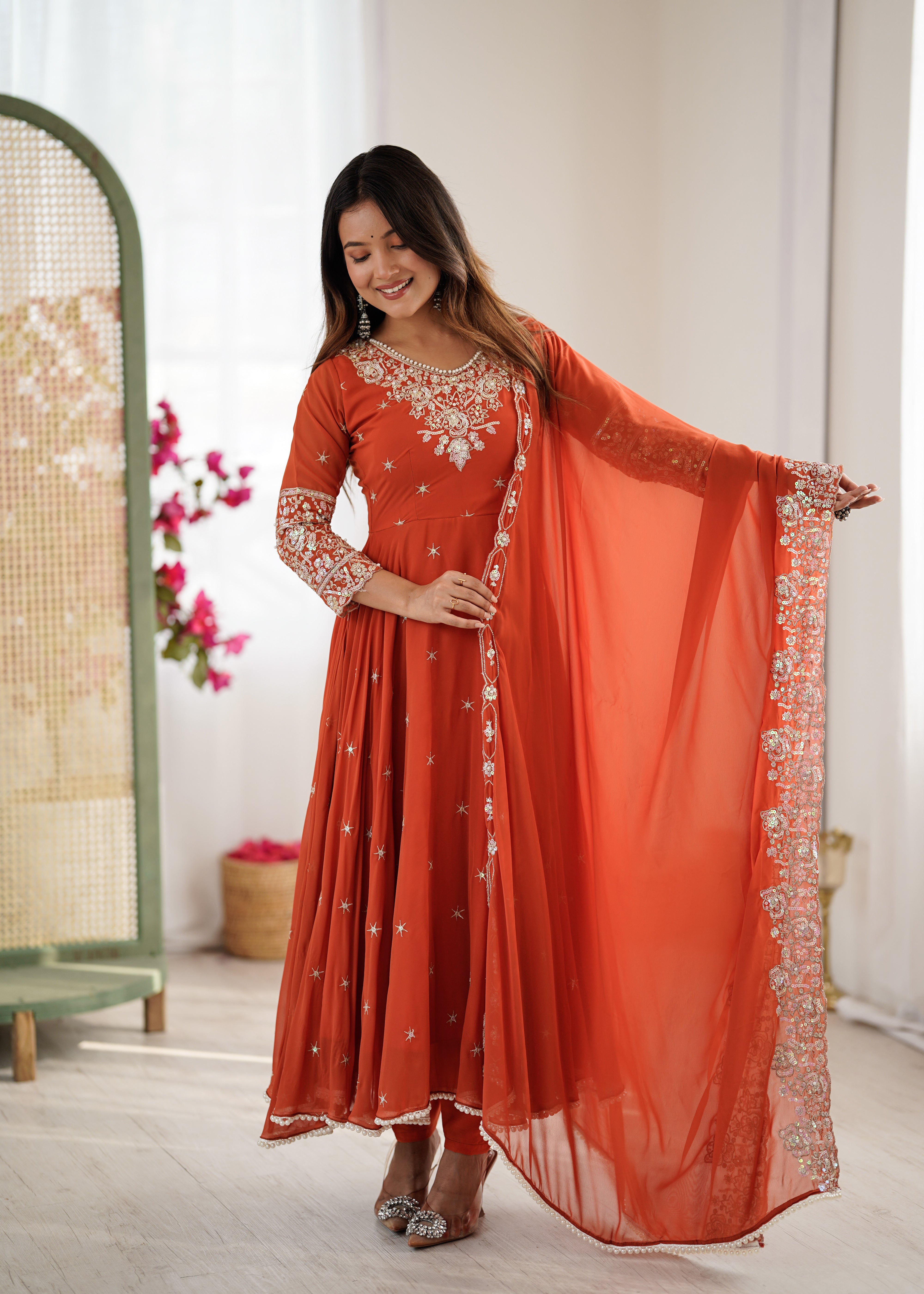 Women’s Embroidered Anarkali Gown with Dupatta | Festive & Wedding Wear by Rajkanika