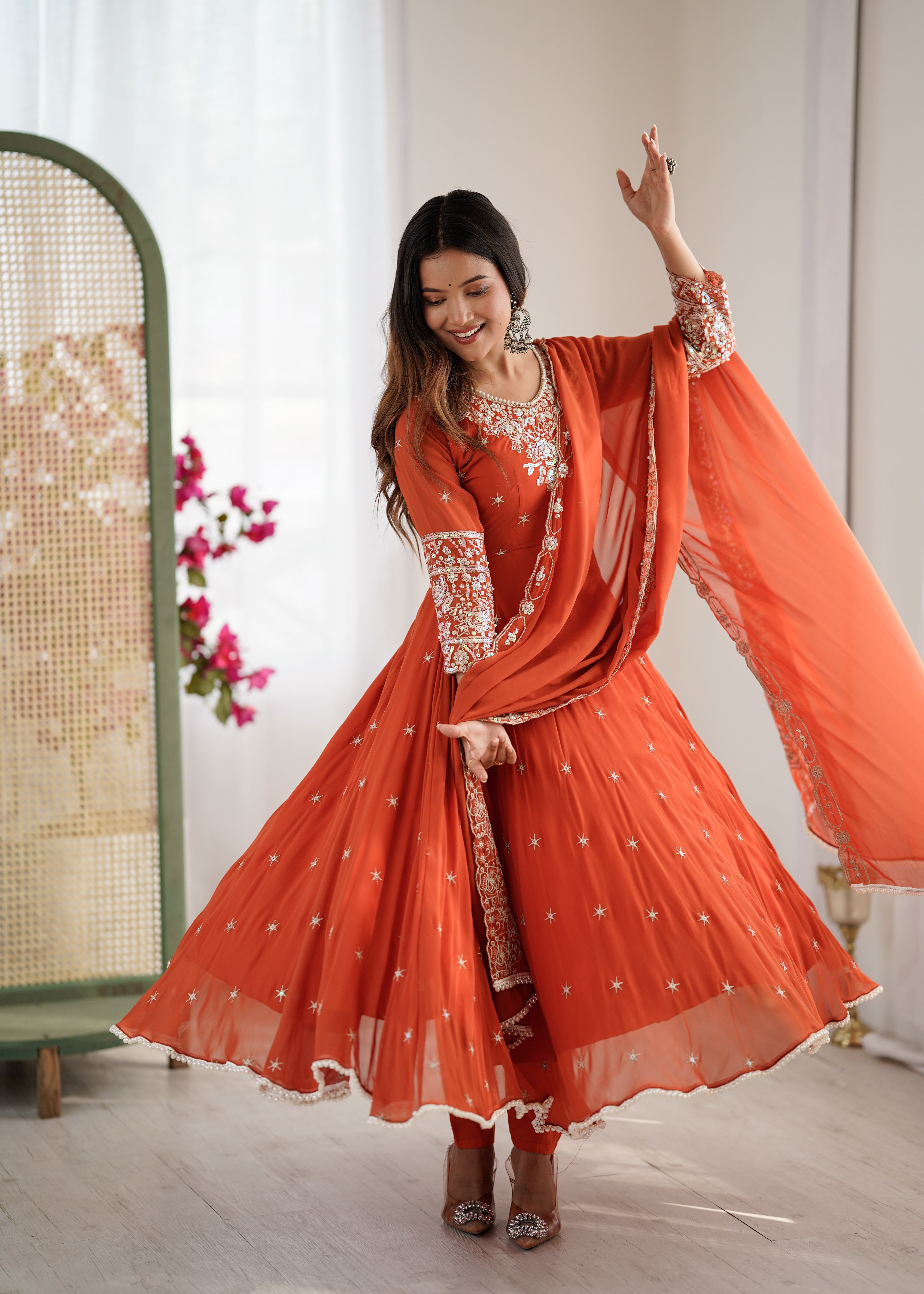 Women’s Embroidered Anarkali Gown with Dupatta | Festive & Wedding Wear by Rajkanika