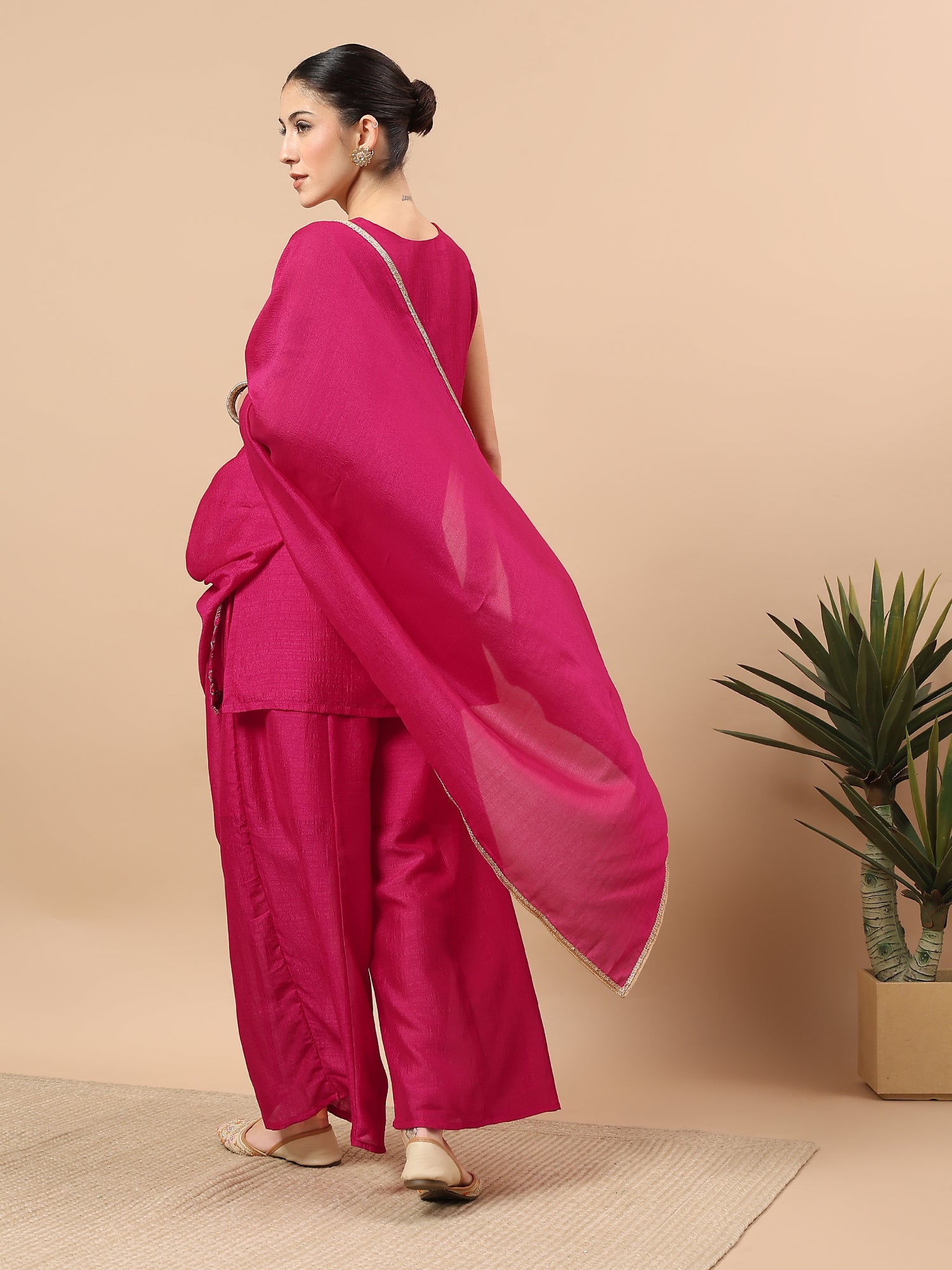 Women’s Embroidered Kurta Set with Palazzo & Dupatta | Festive Ethnic Wear by Rajkanika