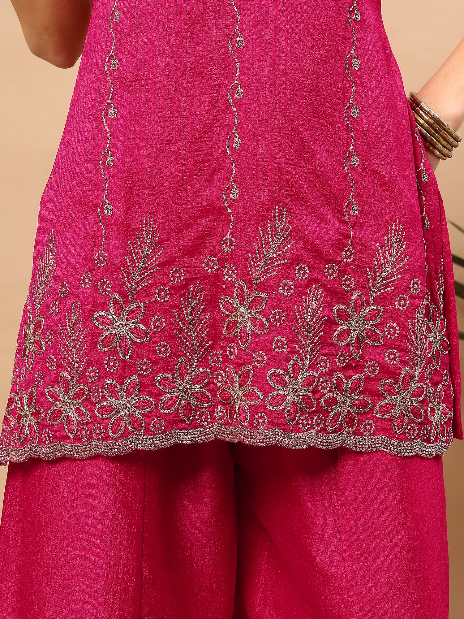 Women’s Embroidered Kurta Set with Palazzo & Dupatta | Festive Ethnic Wear by Rajkanika