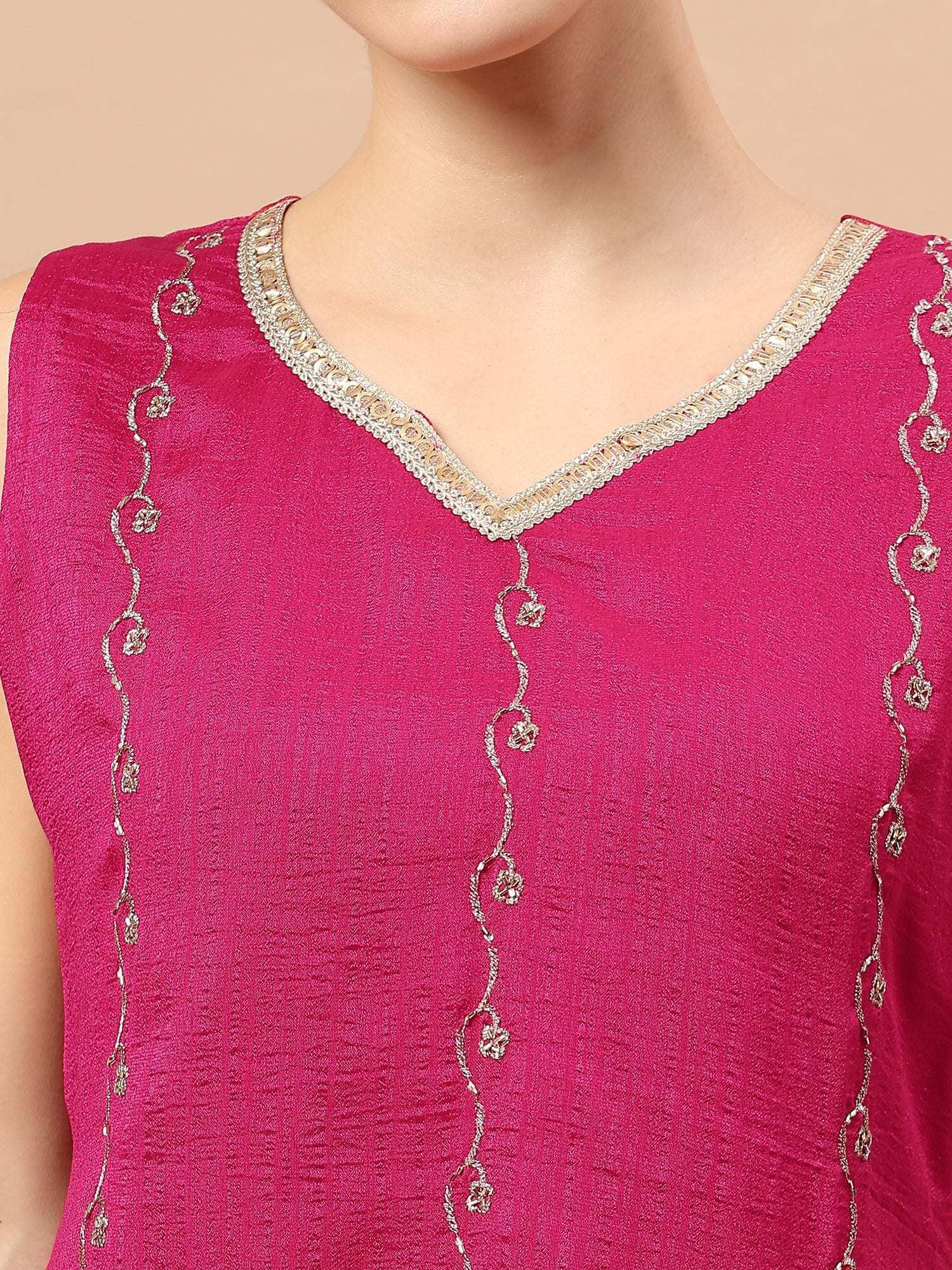 Women’s Embroidered Kurta Set with Palazzo & Dupatta | Festive Ethnic Wear by Rajkanika