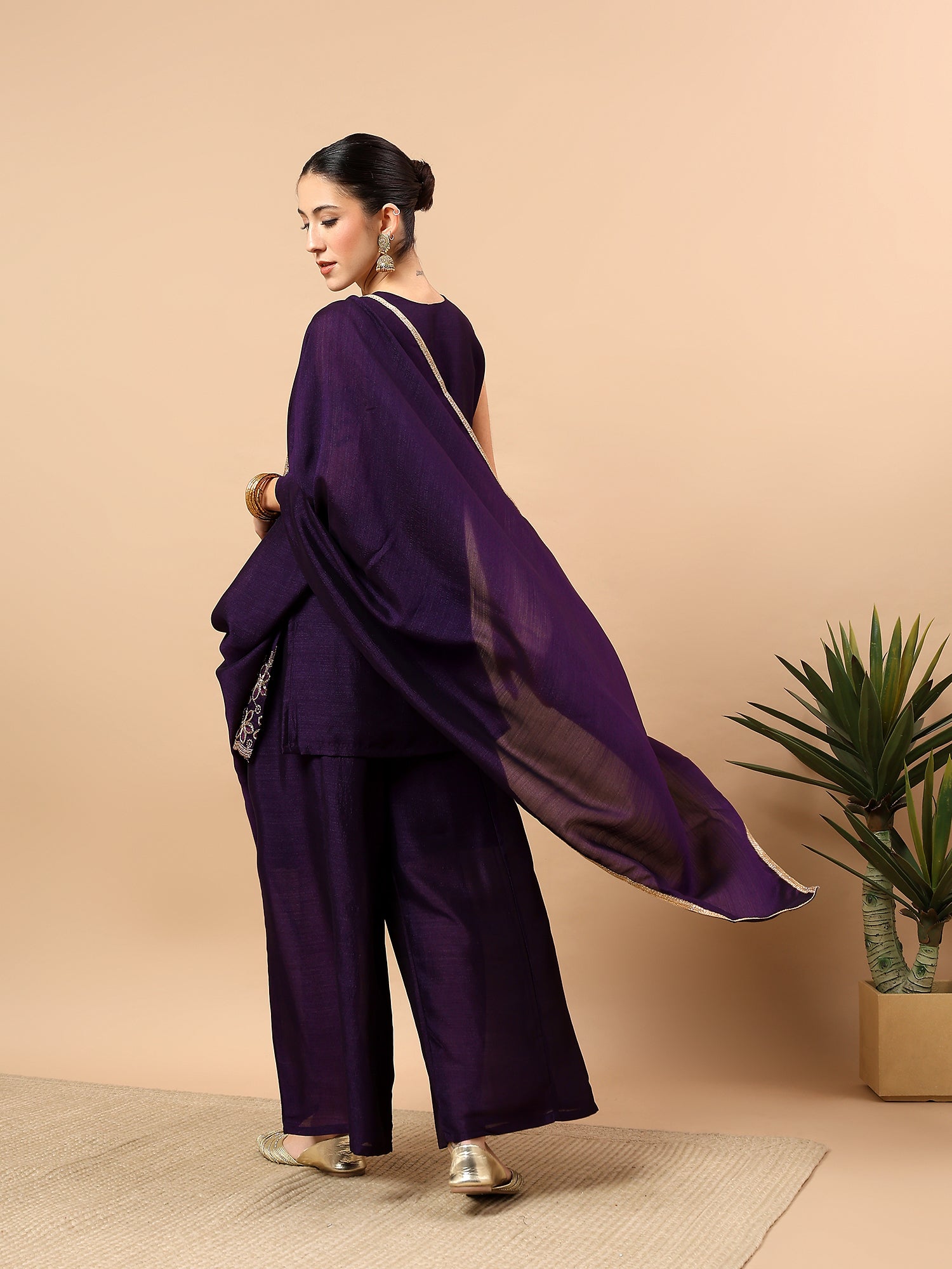 Women’s Embroidered Kurta Set with Palazzo & Dupatta | Festive Ethnic Wear by Rajkanika
