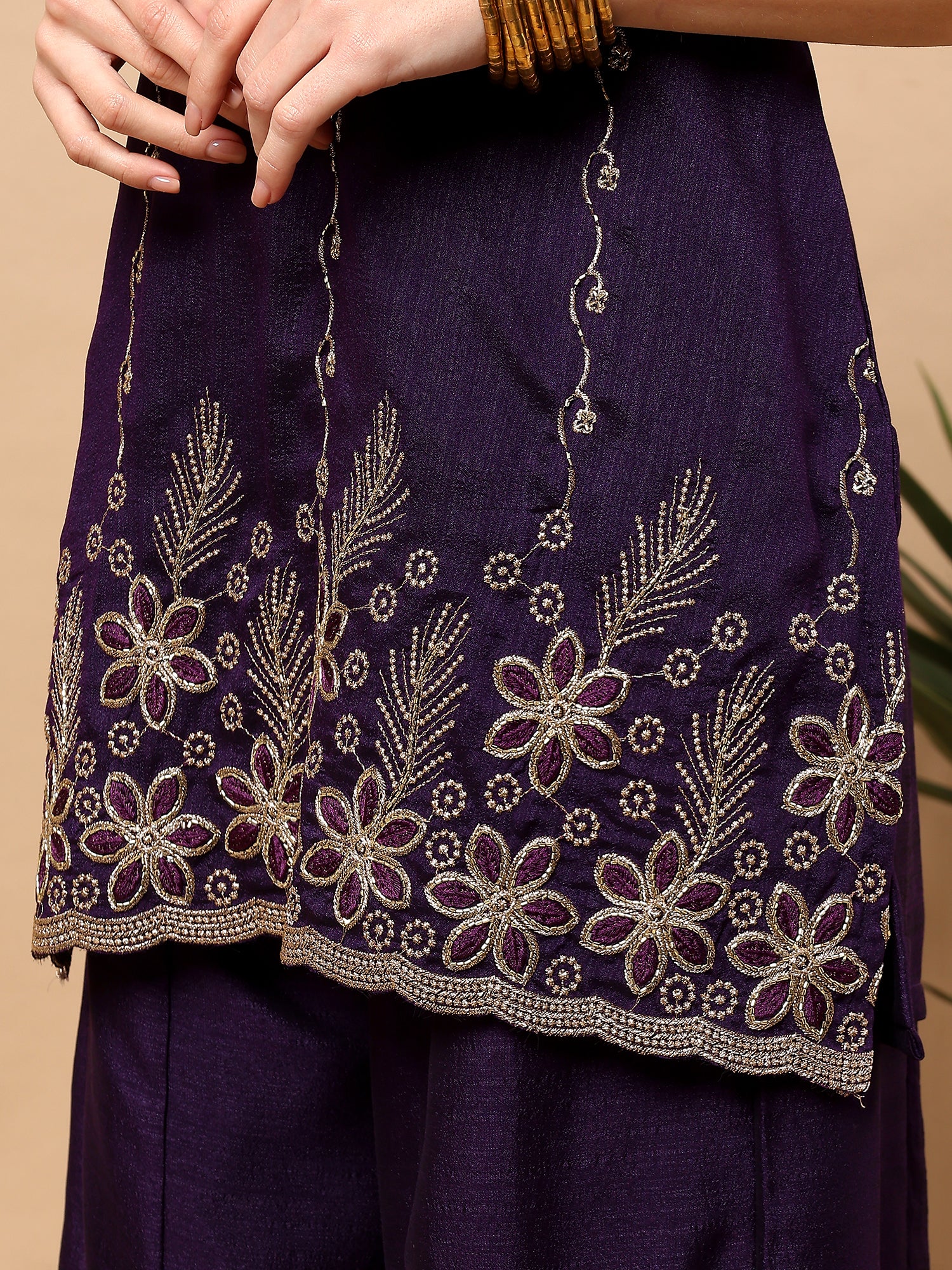Women’s Embroidered Kurta Set with Palazzo & Dupatta | Festive Ethnic Wear by Rajkanika