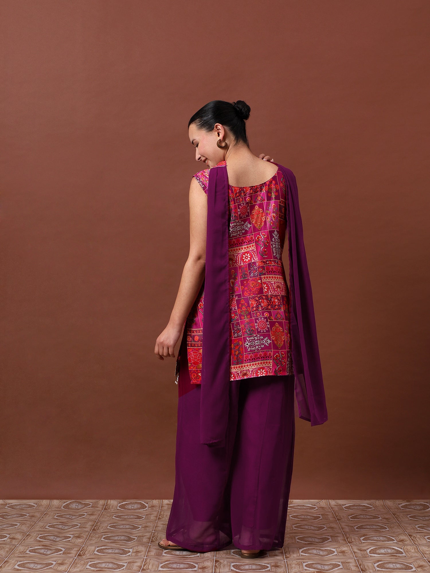 Women’s Printed Kurta Set with Palazzo & Dupatta | Festive Ethnic Wear by Rajkanika