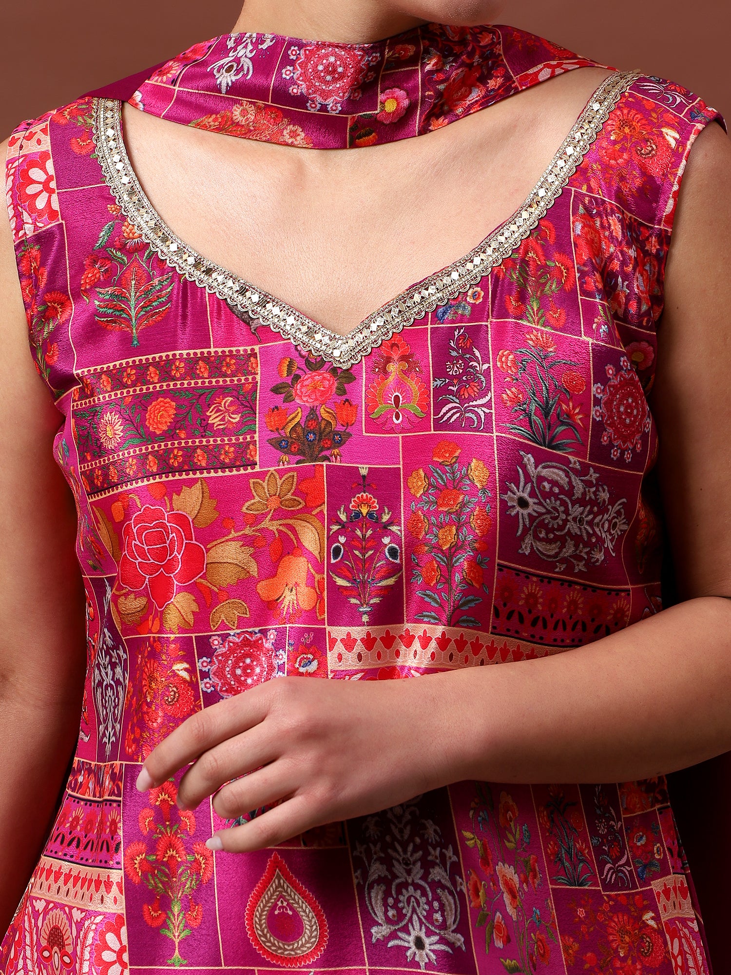 Women’s Printed Kurta Set with Palazzo & Dupatta | Festive Ethnic Wear by Rajkanika