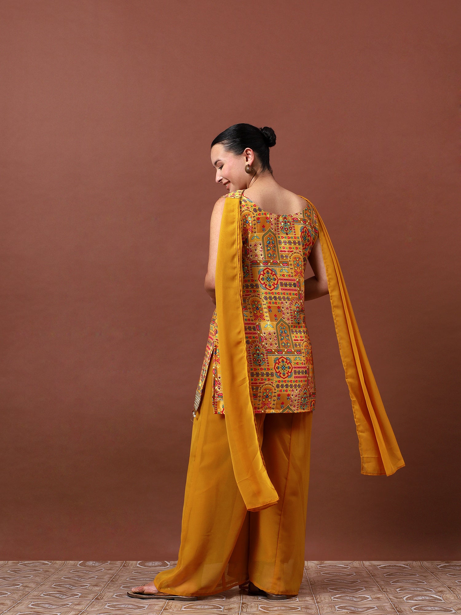 Women’s Printed Kurta Set with Palazzo & Dupatta | Festive Ethnic Wear by Rajkanika
