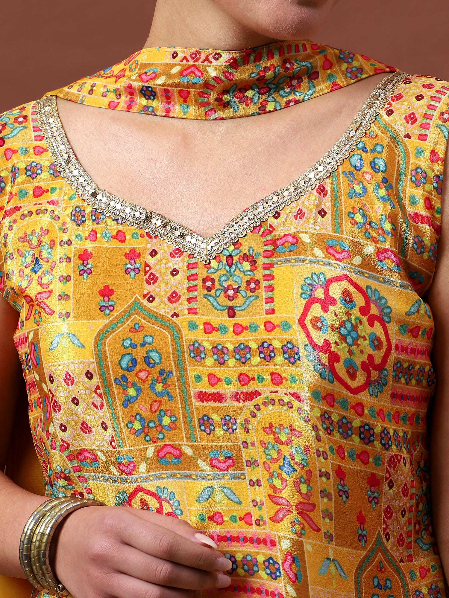 Women’s Printed Kurta Set with Palazzo & Dupatta | Festive Ethnic Wear by Rajkanika
