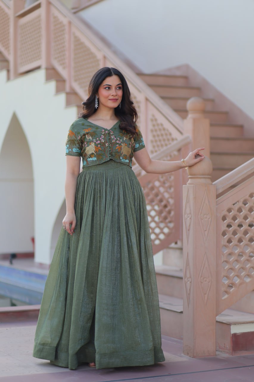 Women’s Embroidered Crop Top Lehenga Set | Designer Festive Ethnic Wear by Rajkanika
