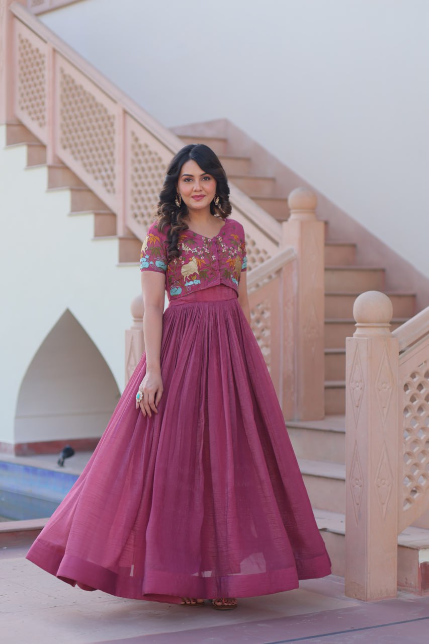 Women’s Embroidered Crop Top Lehenga Set | Designer Festive Ethnic Wear by Rajkanika